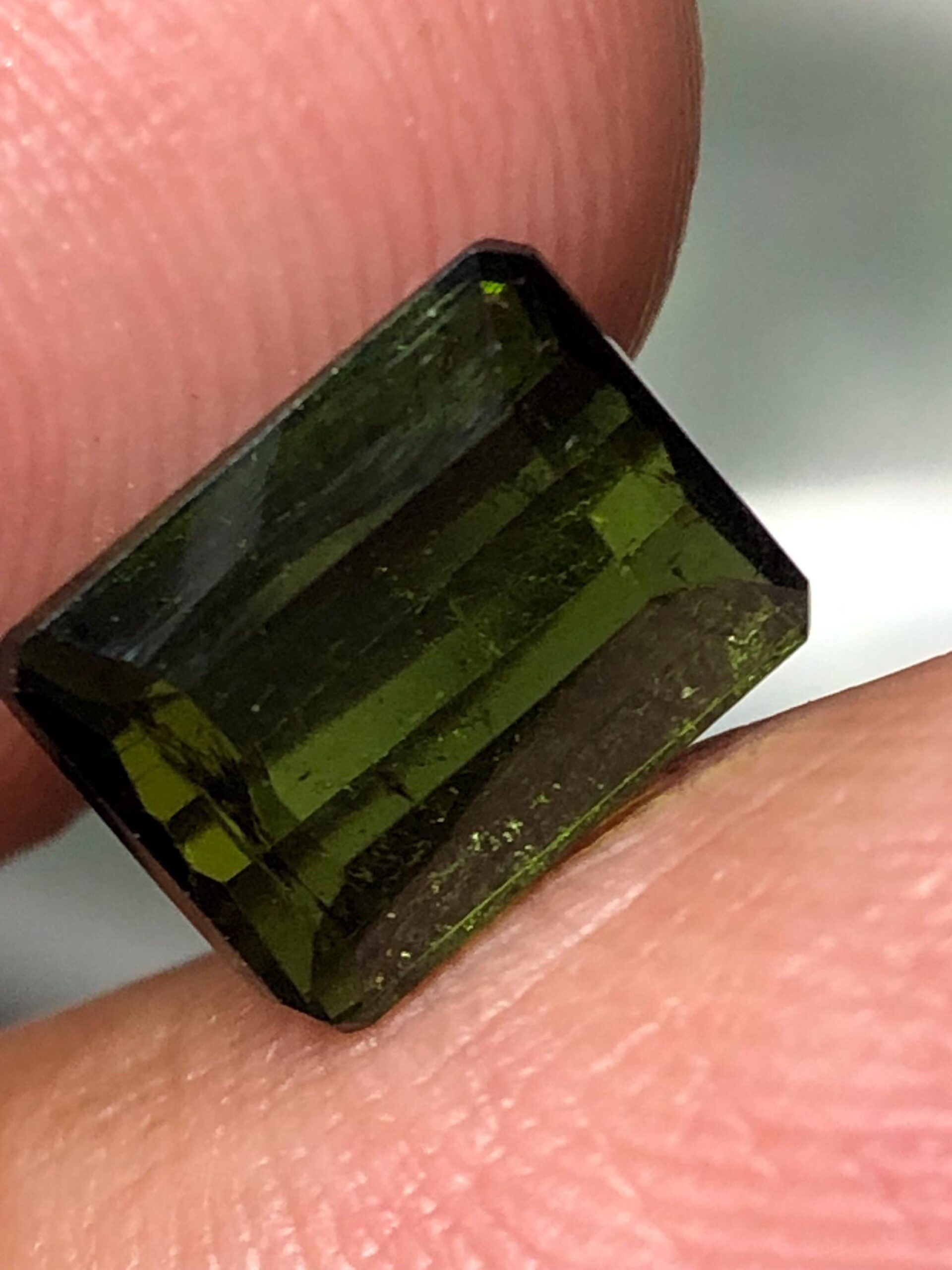 Natural Olive Green Tourmaline Emerald Cut Gemstone, Slim Jewelry Stone - Image 9