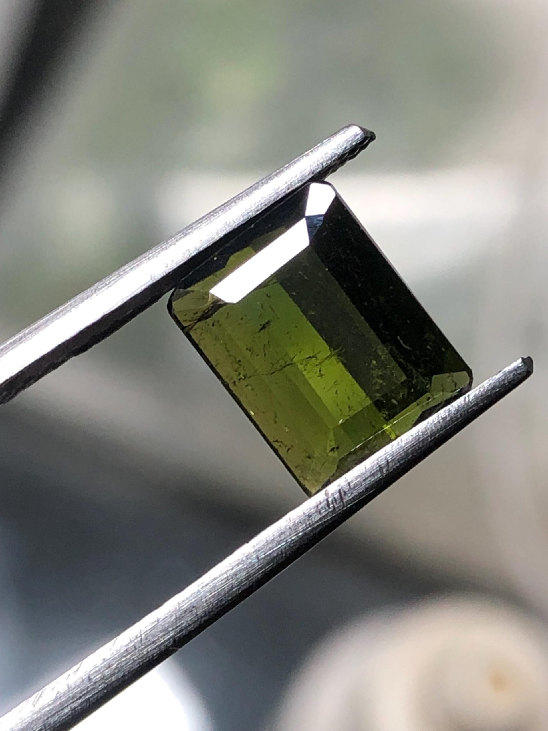 Natural Olive Green Tourmaline Emerald Cut Gemstone, Slim Jewelry Stone - Image 2
