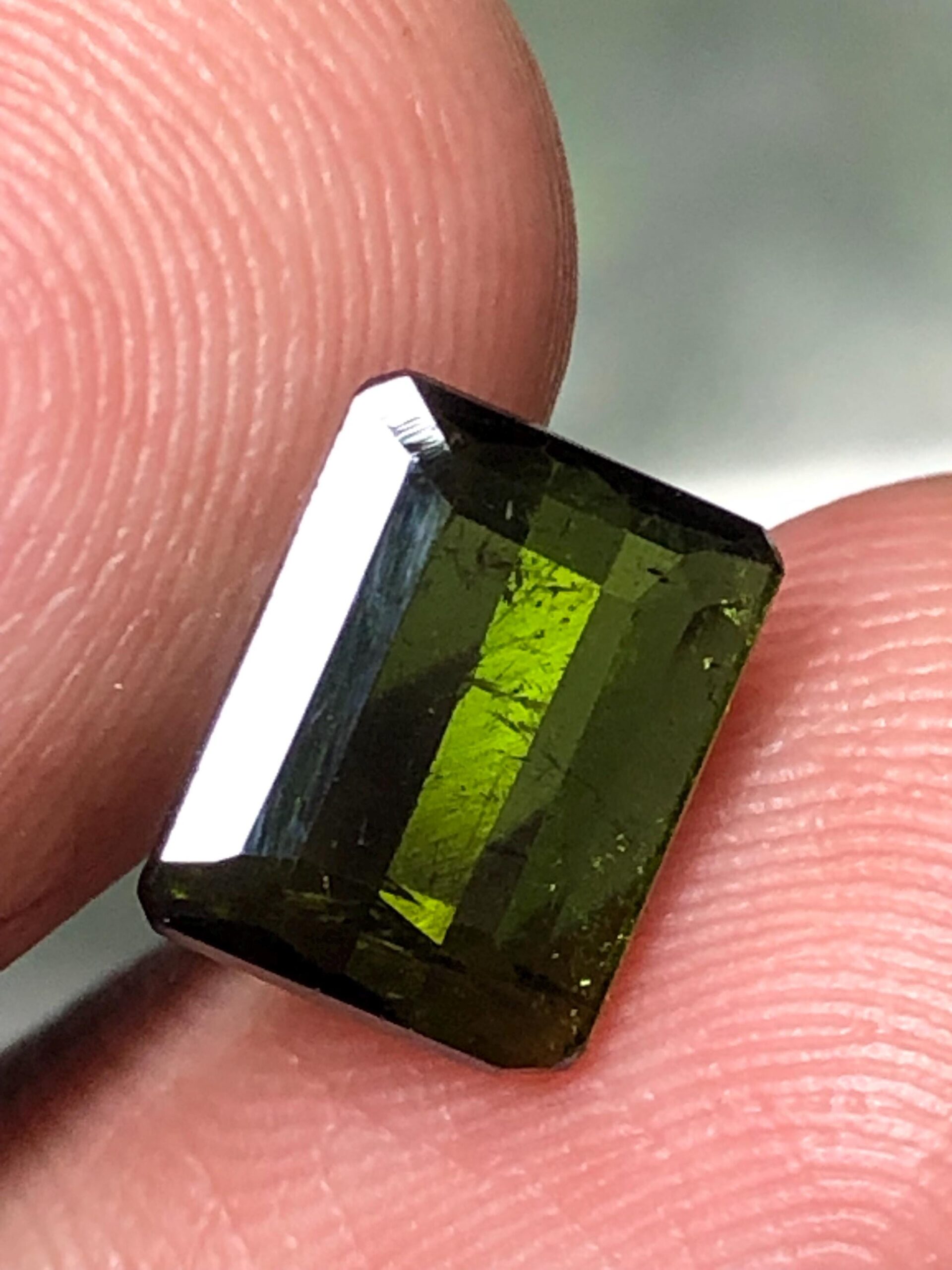 Natural Olive Green Tourmaline Emerald Cut Gemstone, Slim Jewelry Stone - Image 7