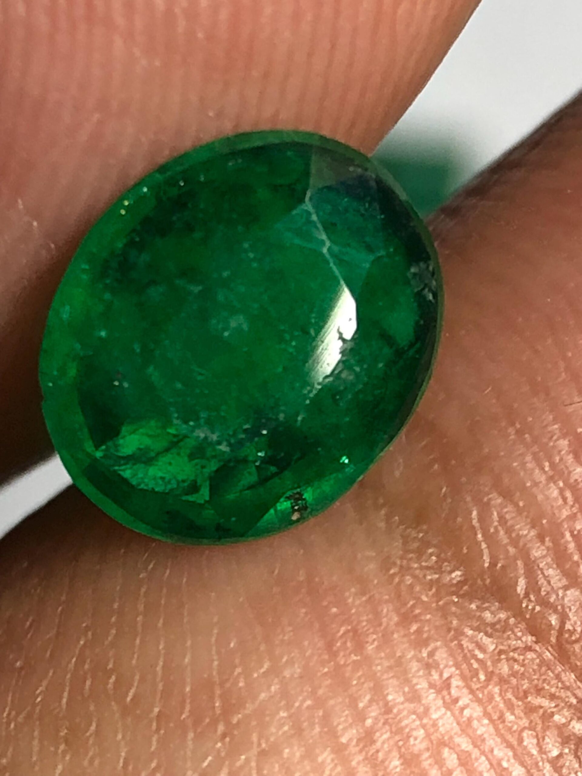 Natural Swat Emerald Oval Gemstone | Pakistani Deep Green Faceted Stone (8.7x7.2x3 mm)