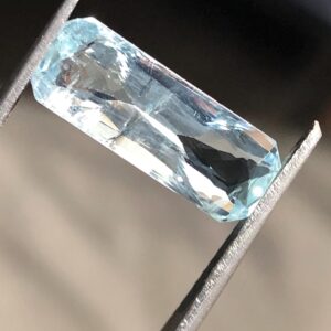 Natural Aquamarine Emerald Cut Gemstone, Light Blue Faceted Crystal (15.1x5.6 mm)