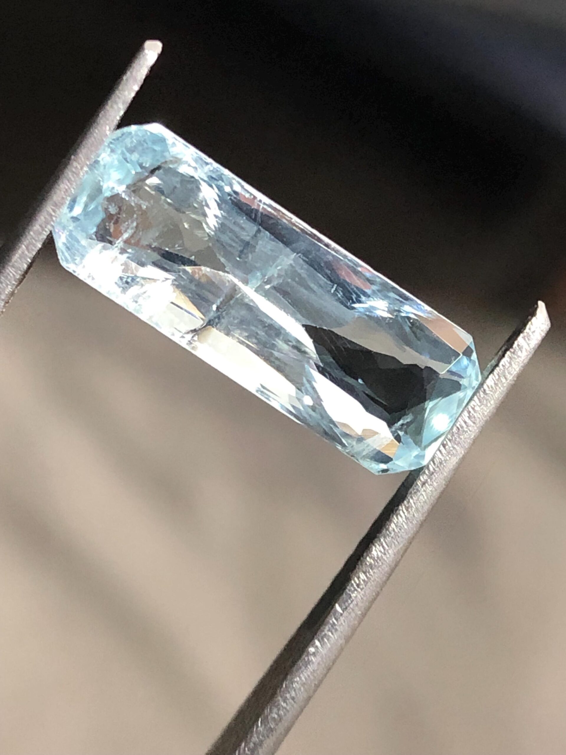 Natural Aquamarine Emerald Cut Gemstone, Light Blue Faceted Crystal (15.1x5.6 mm)