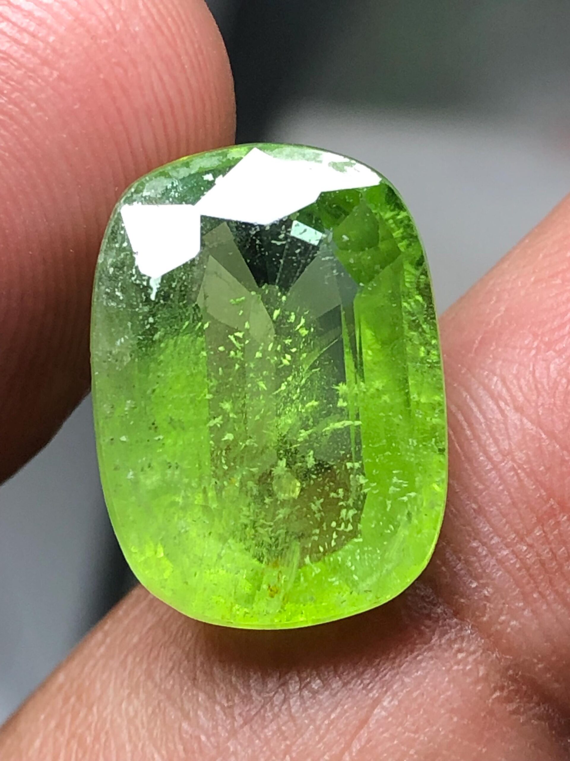 Natural 10.50 Carat Suppat Valley Peridot | Green Cushion Cut Loose Gemstone - Image 3