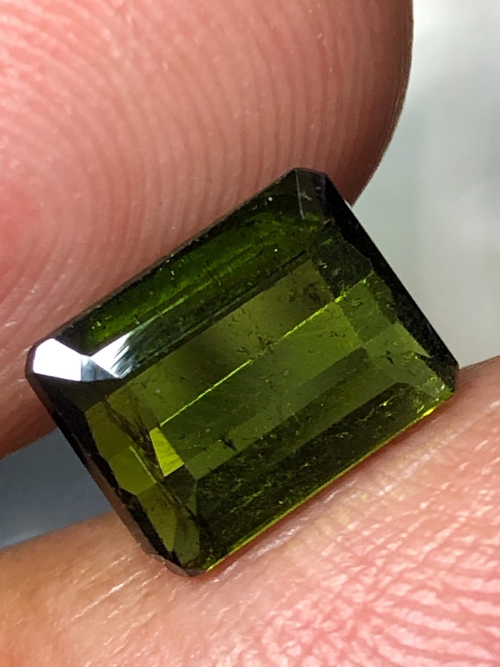 Natural Olive Green Tourmaline Emerald Cut Gemstone, Slim Jewelry Stone - Image 10