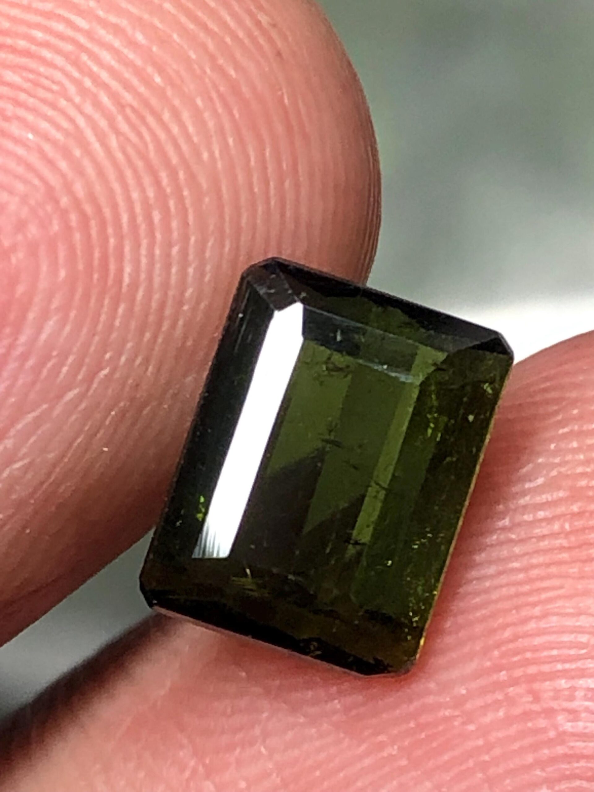 Natural Olive Green Tourmaline Emerald Cut Gemstone, Slim Jewelry Stone - Image 5