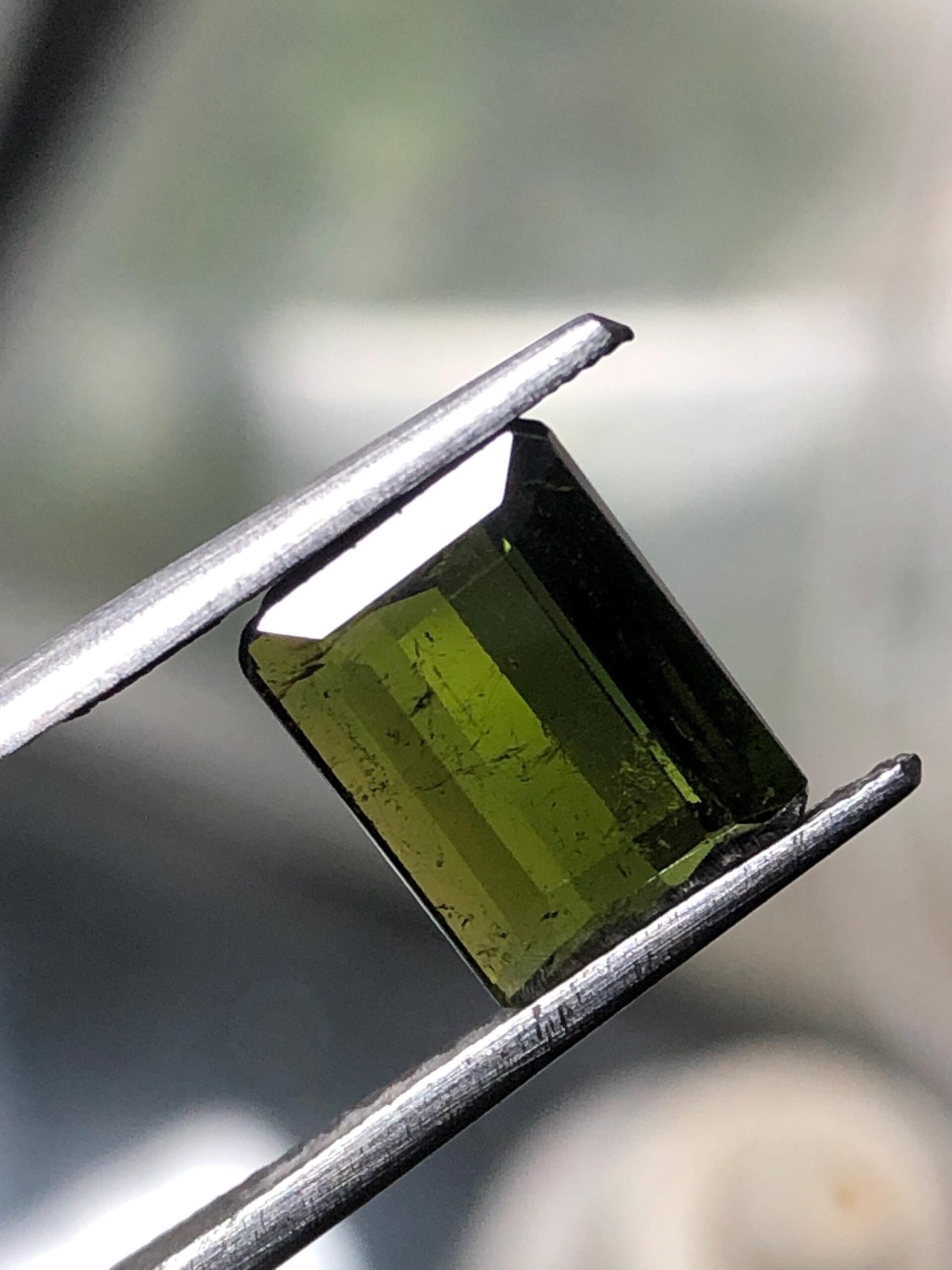 Natural Olive Green Tourmaline Emerald Cut Gemstone, Slim Jewelry Stone - Image 6