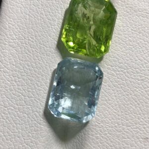 Natural Peridot Aquamarine Emerald Cut Gemstones | Matching Pair for Jewelry