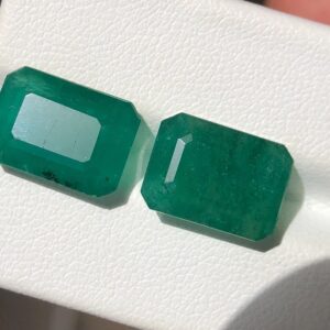 12.670 Carat Zambian Emerald Pair | Loose Emeralds for Ring | Natural Green Gemstones