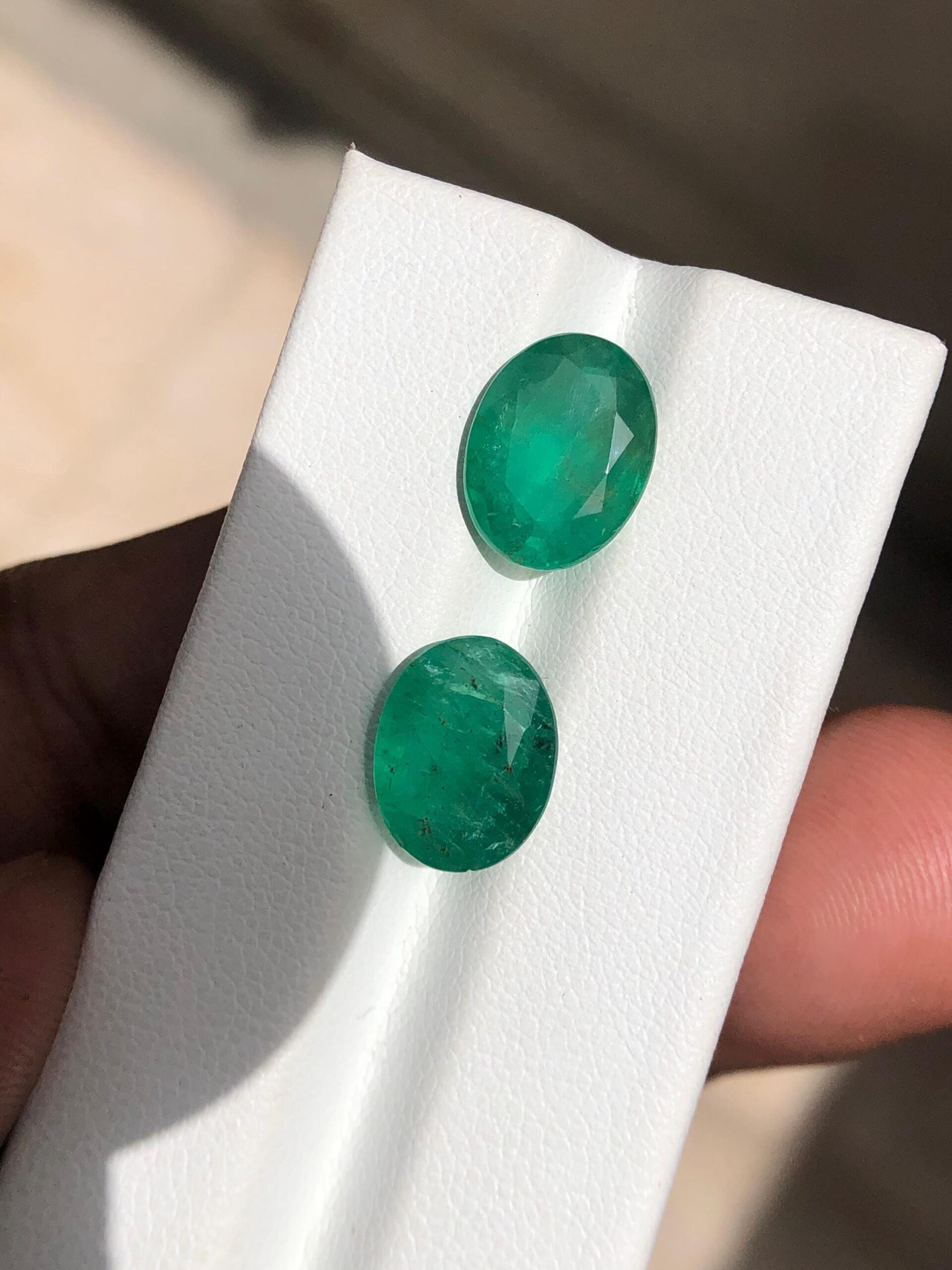 Natural Zambian Emerald Pair | 6.75 Carat Oval Faceted Loose Gemstones - Image 8