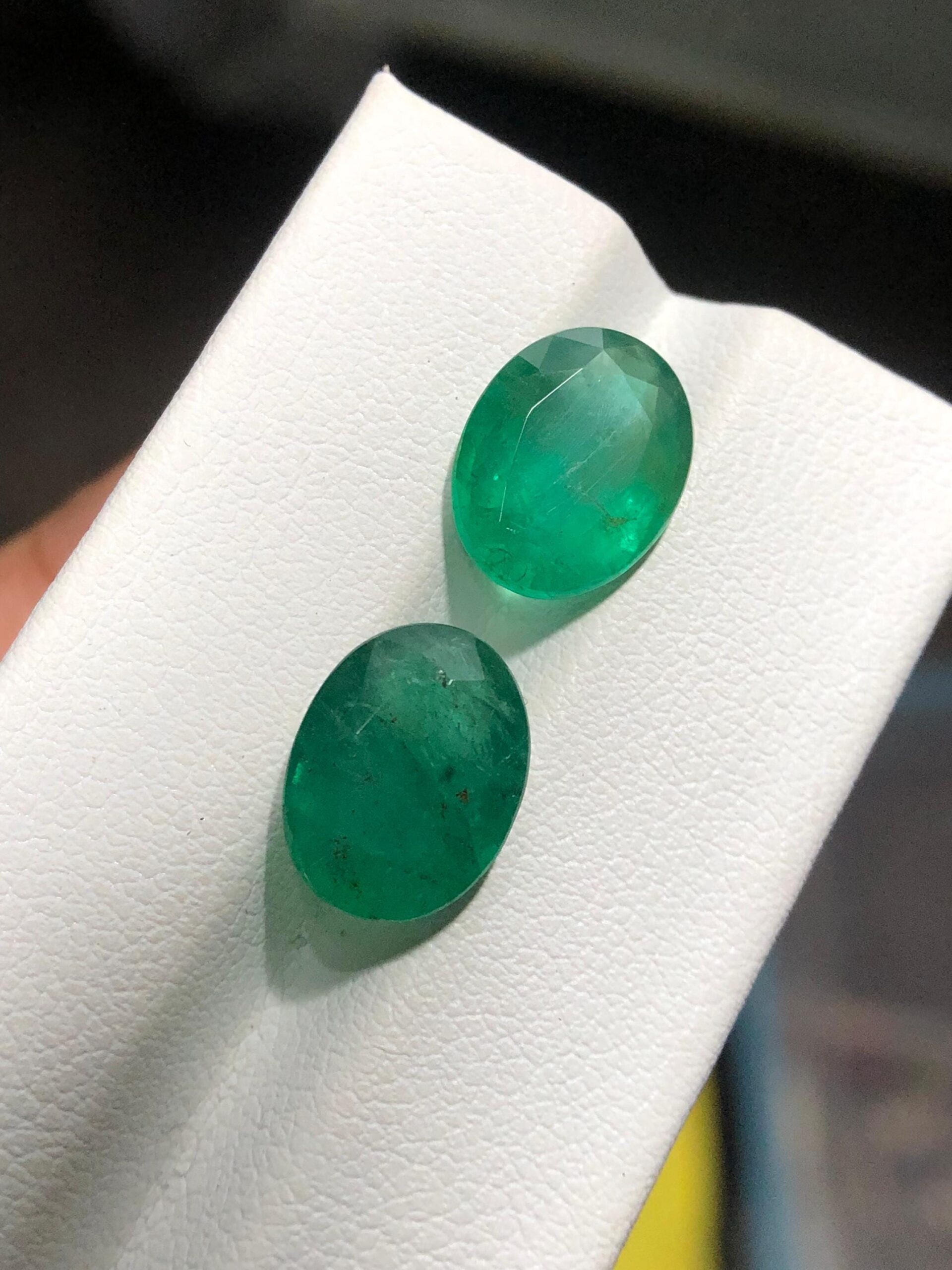 Natural Zambian Emerald Pair | 6.75 Carat Oval Faceted Loose Gemstones - Image 2