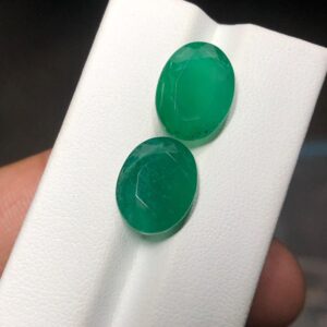 Natural Zambian Emerald Pair 11.40 Ct Oval Matching Green Gemstones