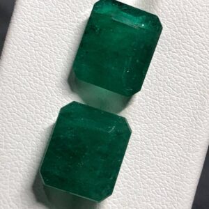 Natural Zambian Emerald Pair | Matching Octagon Gemstones for Earrings Jewelry