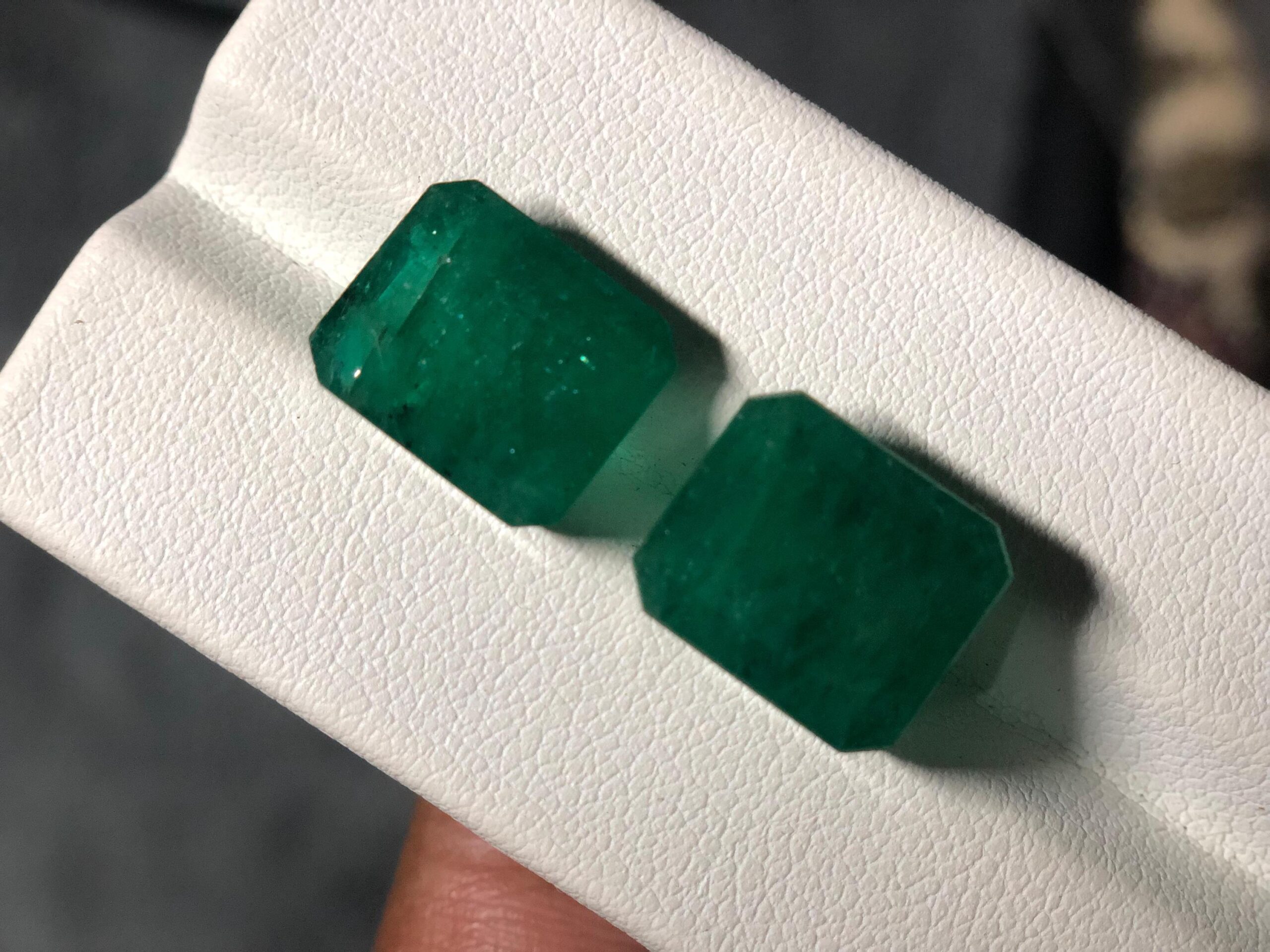 Natural Zambian Emerald Pair | Matching Octagon Gemstones for Earrings Jewelry - Image 2