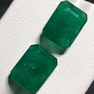 Natural Zambian Emerald Pair | 11.5 Ct Octagon Gemstones for Earrings