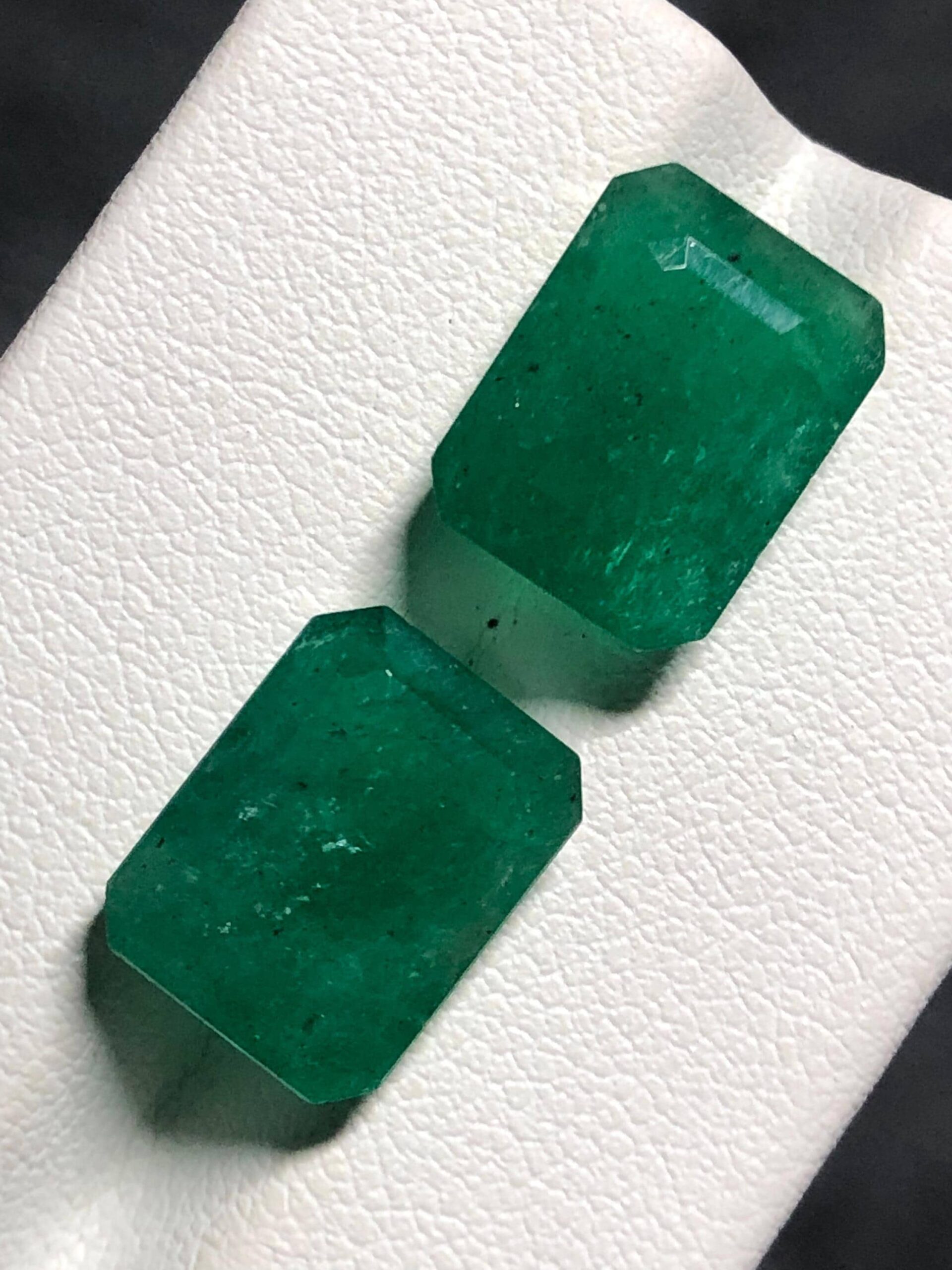 Natural Zambian Emerald Pair | 11.5 Ct Octagon Gemstones for Earrings
