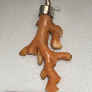 Natural Coral Branch Pendant, Sterling Silver Cap, Ocean Jewelry (56.4mm)