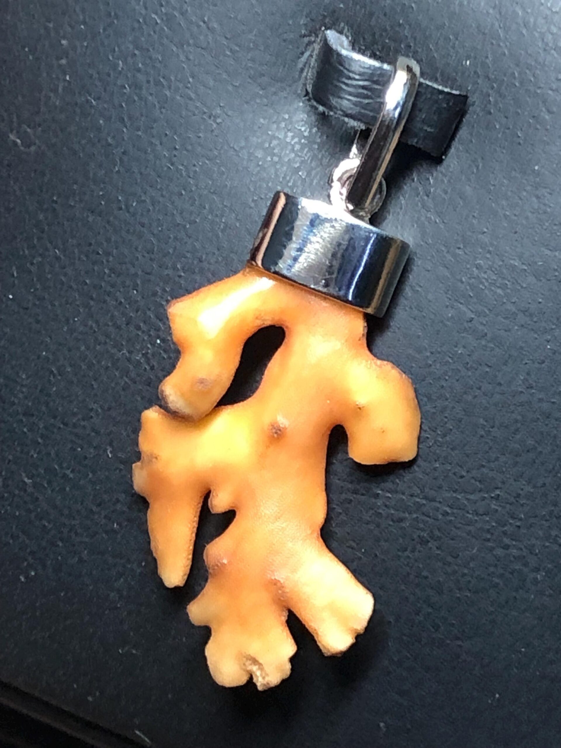 Natural Coral Branch Pendant, Sterling Silver 925 Orange Charm | Ocean Inspired Jewelry - Image 5