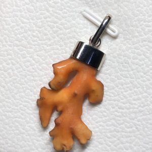 Natural Coral Branch Pendant, Sterling Silver 925 Orange Charm | Ocean Inspired Jewelry