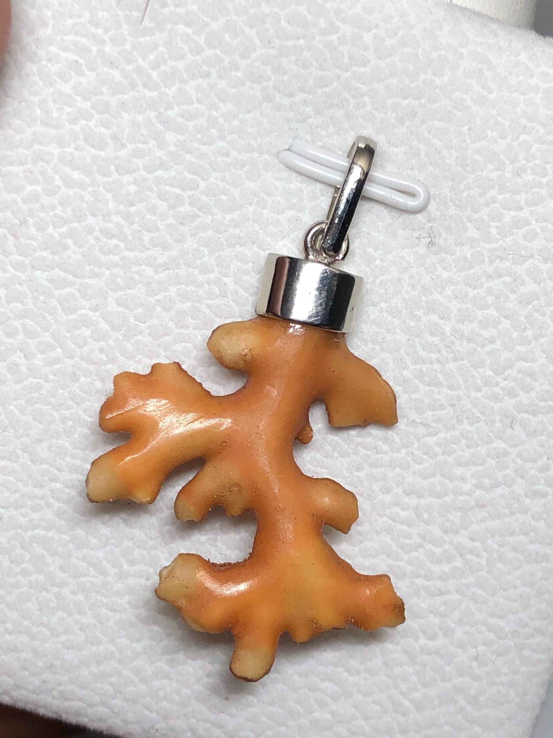 Natural Coral Branch Pendant | Sterling Silver 925 Cap, Organic Ocean Jewelry - Image 6