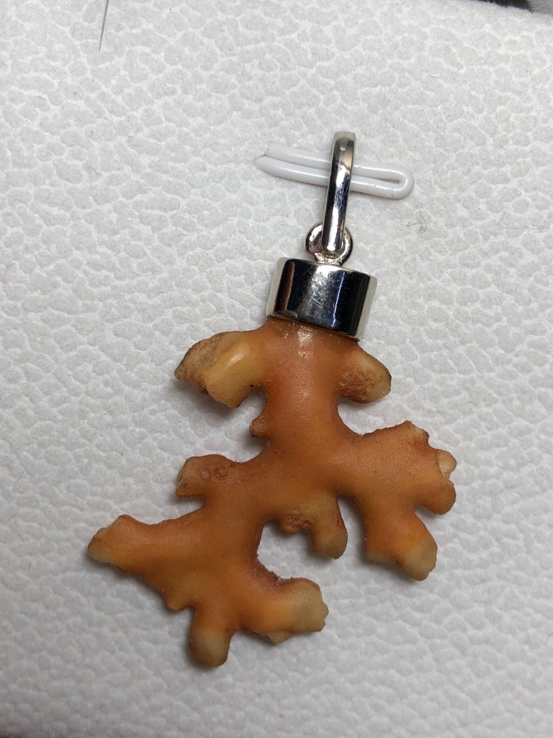 Natural Coral Branch Pendant | Sterling Silver 925 Cap, Organic Ocean Jewelry