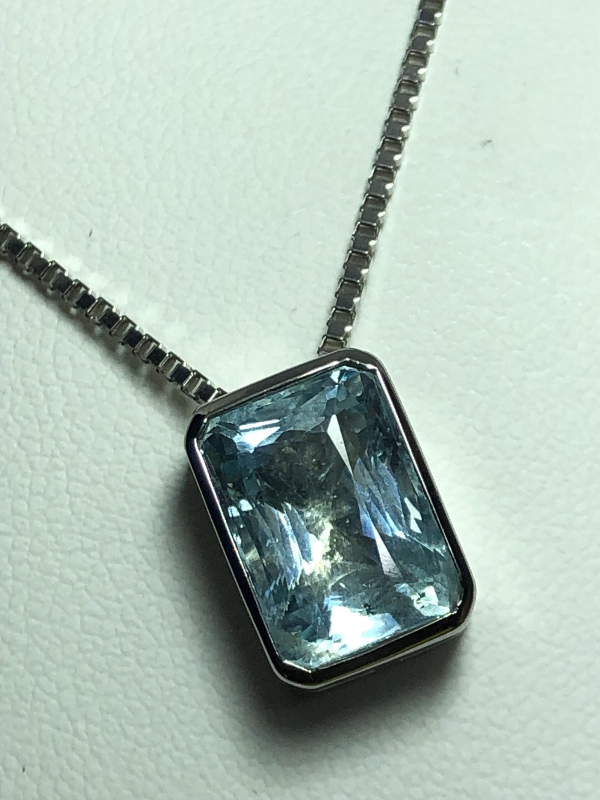 Natural Aquamarine Pendant | Emerald Cut Blue Gemstone | Sterling Silver 925 Necklace | March Birthstone - Image 8