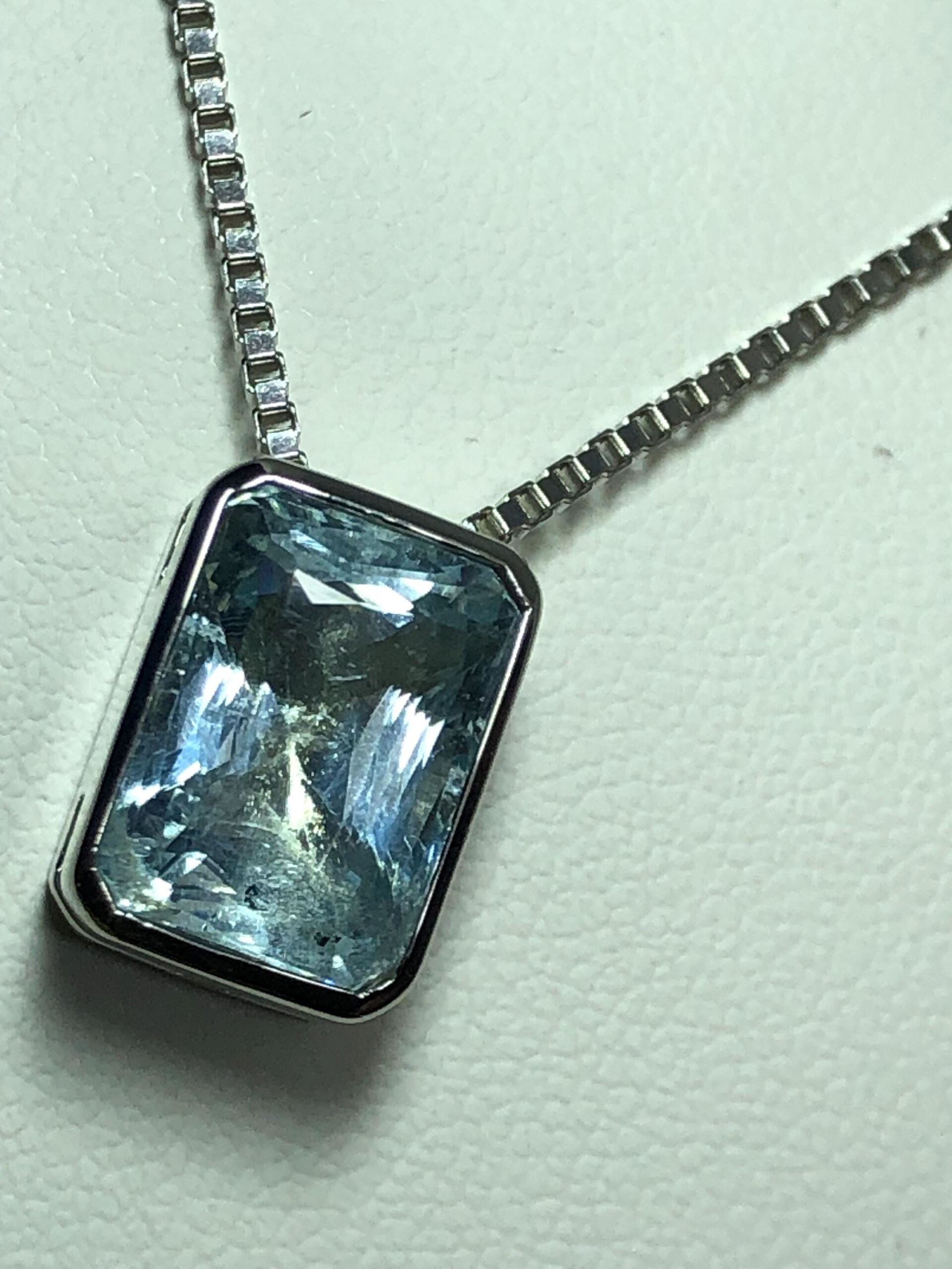 Natural Aquamarine Pendant | Emerald Cut Blue Gemstone | Sterling Silver 925 Necklace | March Birthstone - Image 9