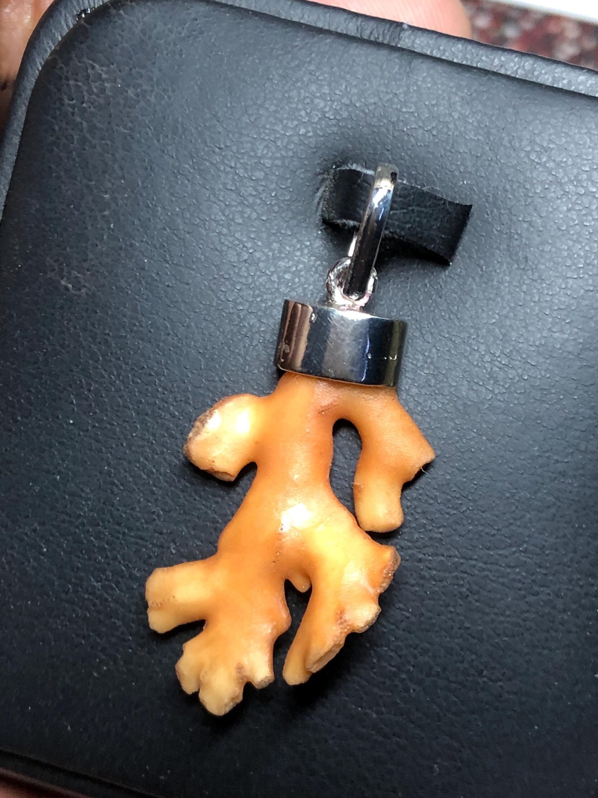Natural Coral Branch Pendant, Sterling Silver 925 Orange Charm | Ocean Inspired Jewelry - Image 6