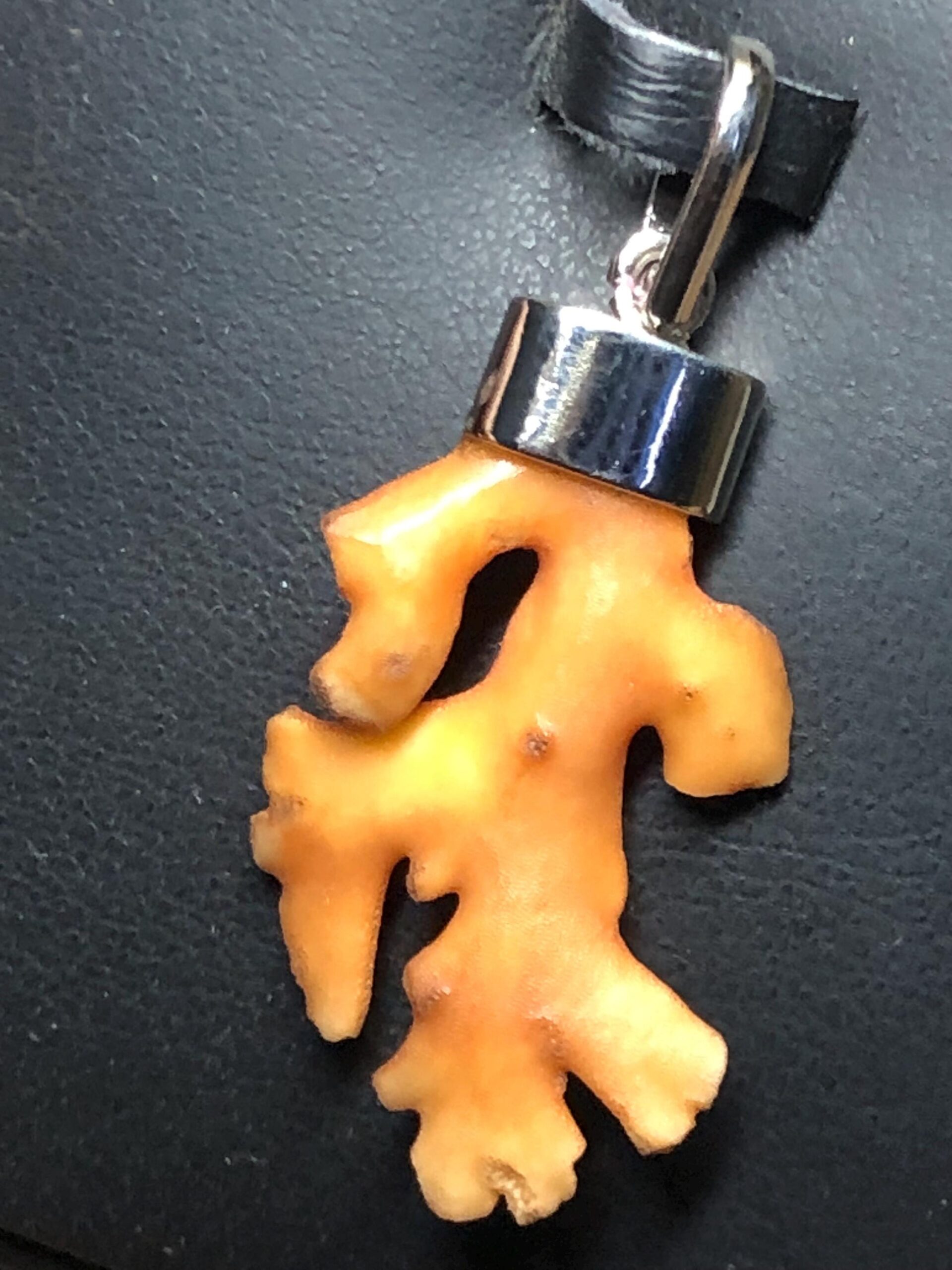 Natural Coral Branch Pendant, Sterling Silver 925 Orange Charm | Ocean Inspired Jewelry - Image 4