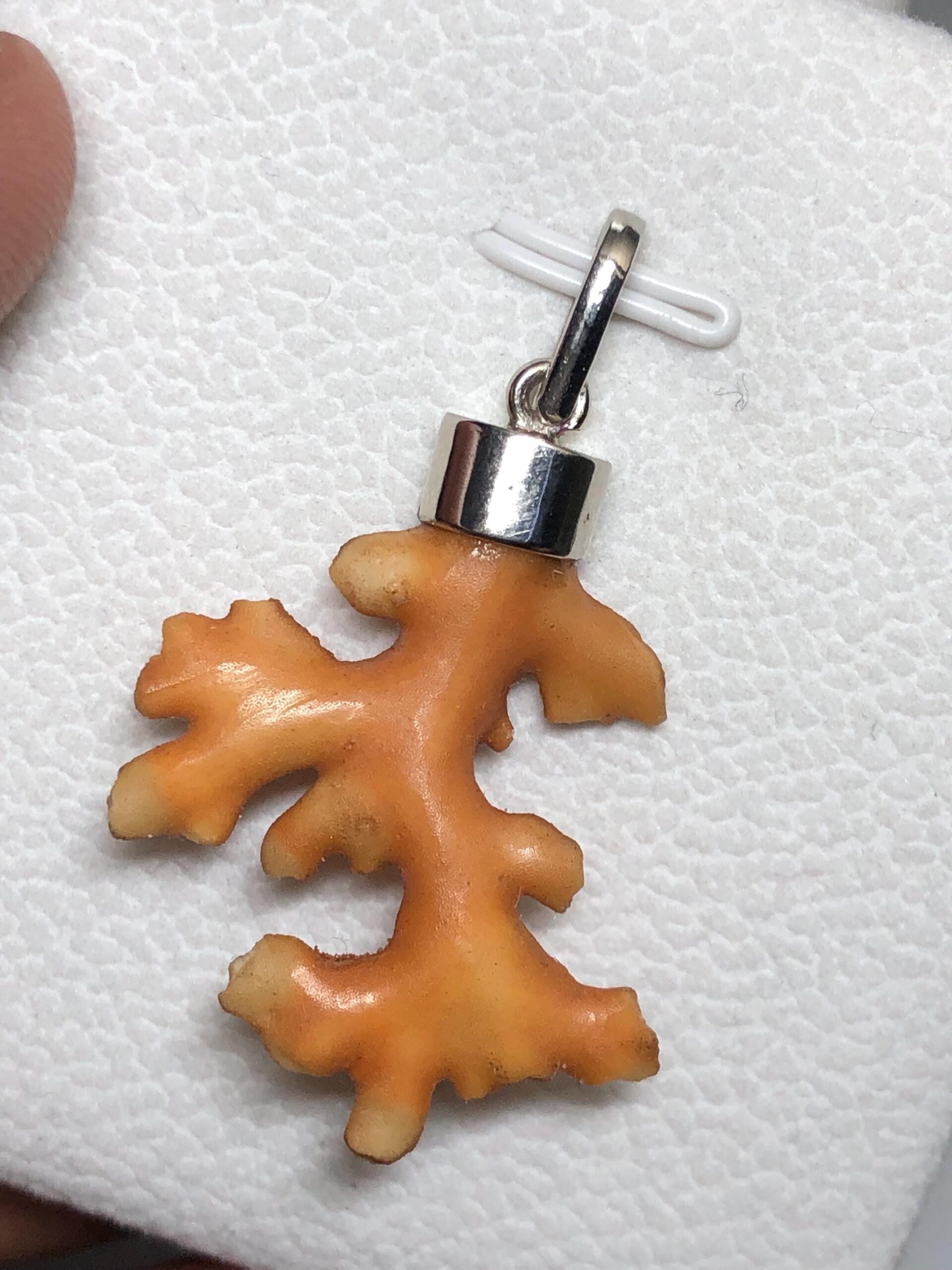 Natural Coral Branch Pendant | Sterling Silver 925 Cap, Organic Ocean Jewelry - Image 5