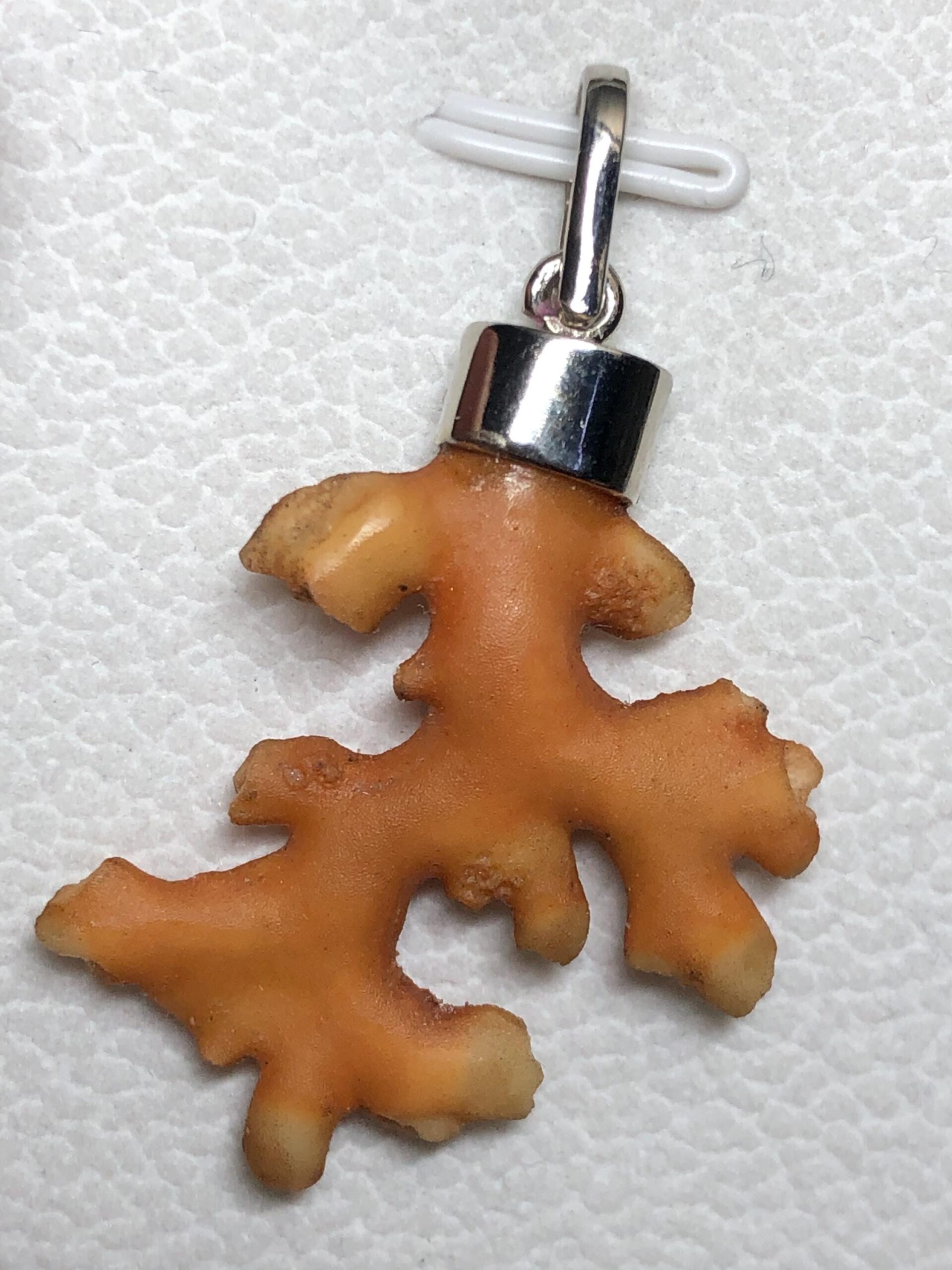 Natural Coral Branch Pendant | Sterling Silver 925 Cap, Organic Ocean Jewelry - Image 4