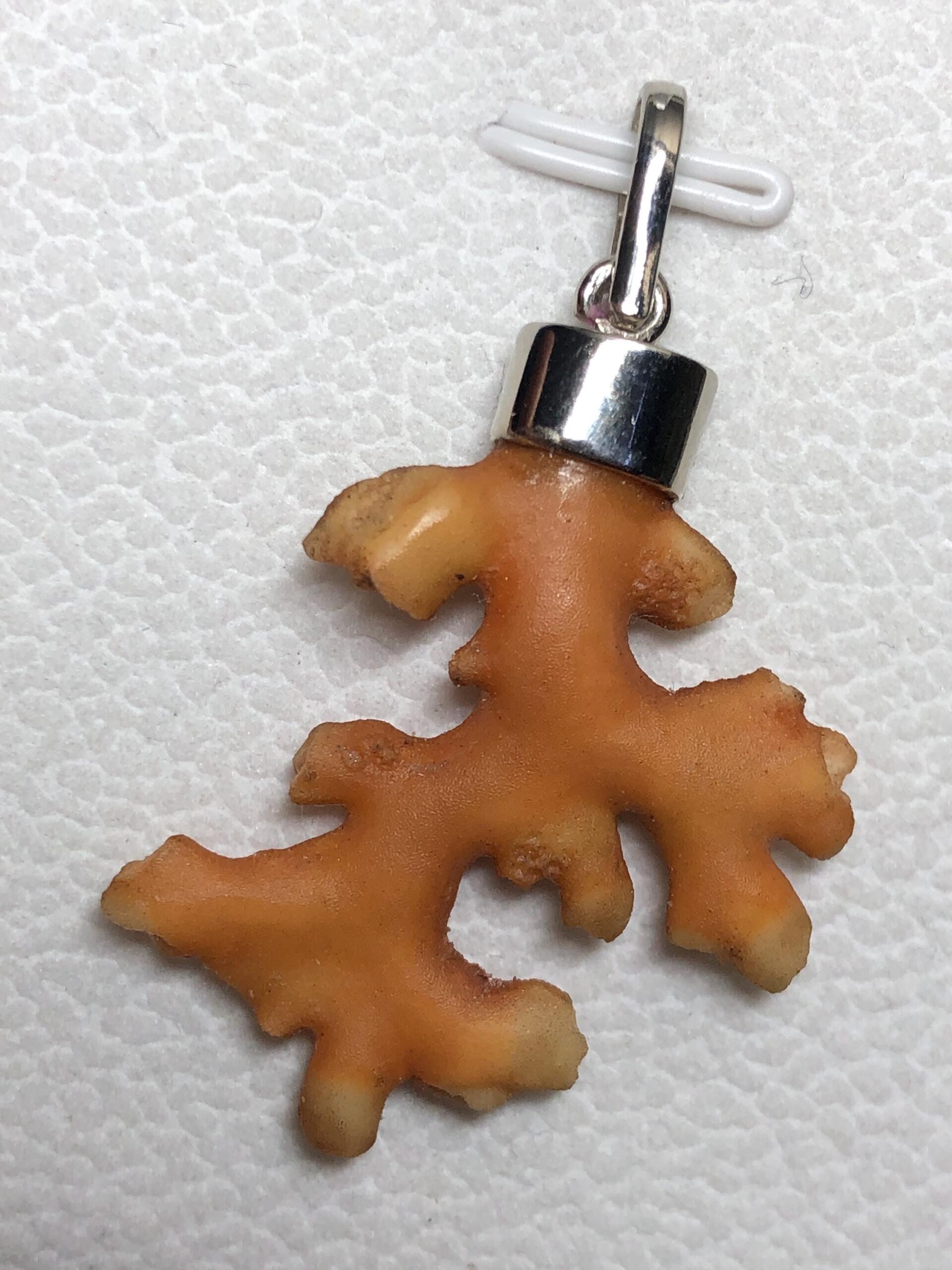Natural Coral Branch Pendant | Sterling Silver 925 Cap, Organic Ocean Jewelry - Image 3