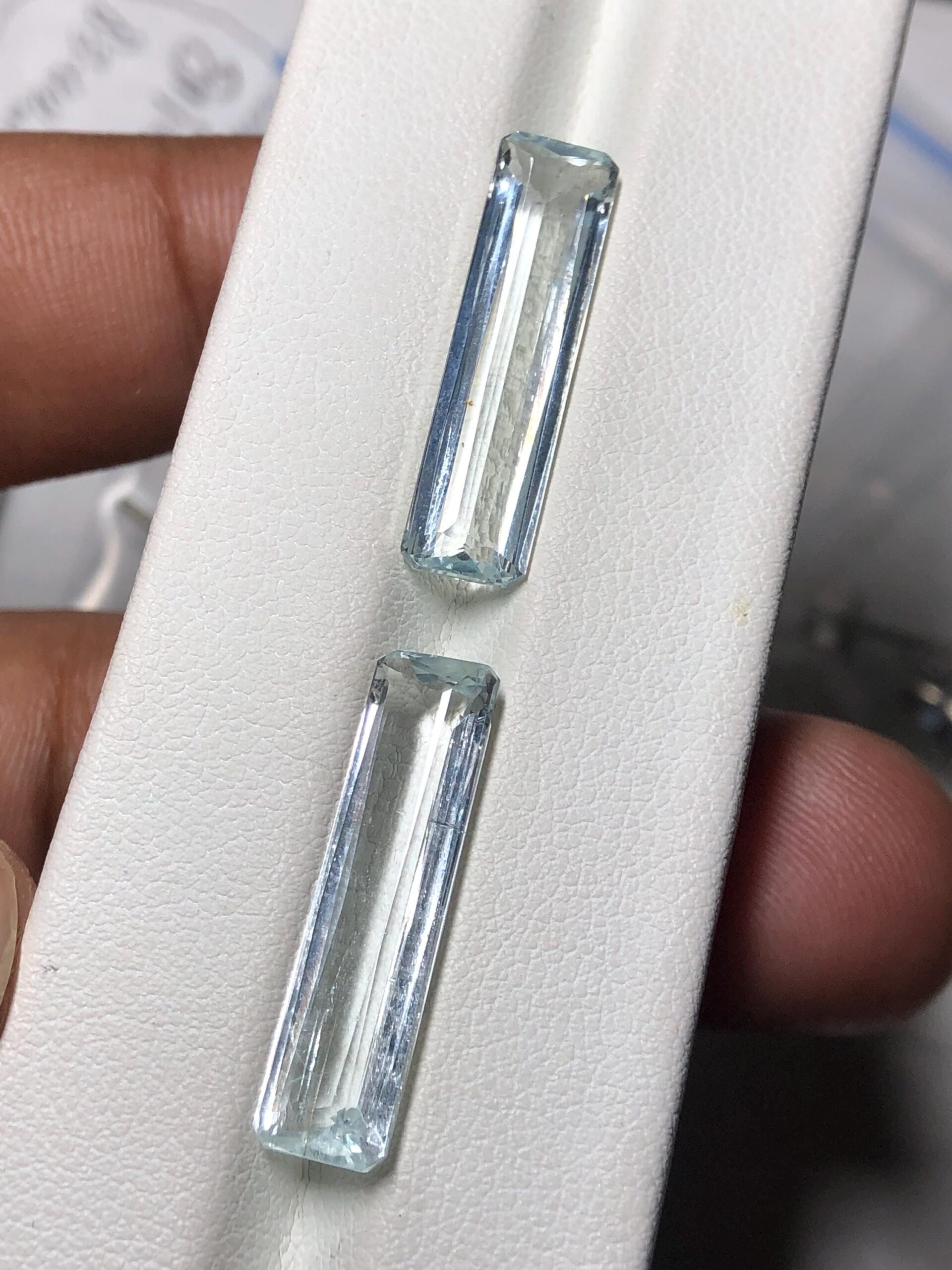 Natural Aquamarine Pair 11.25 Ct Emerald Cut Gemstones | Pakistan Loose Blue Beryl For Earrings - Image 3
