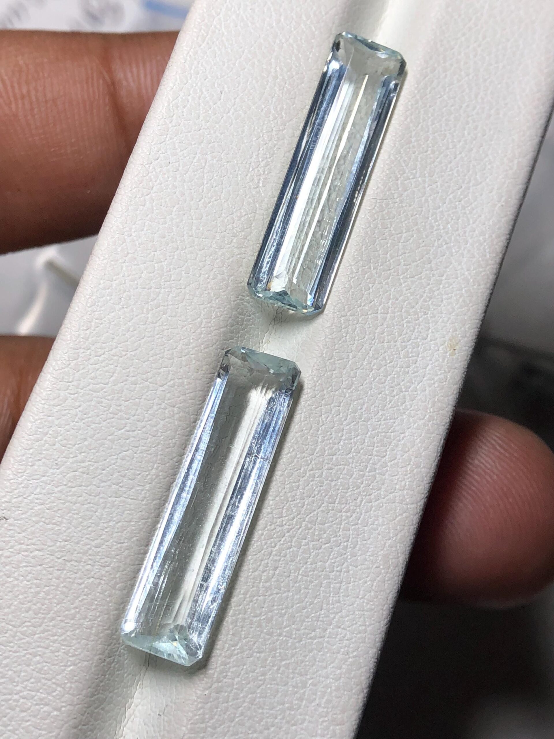 Natural Aquamarine Pair 11.25 Ct Emerald Cut Gemstones | Pakistan Loose Blue Beryl For Earrings - Image 2