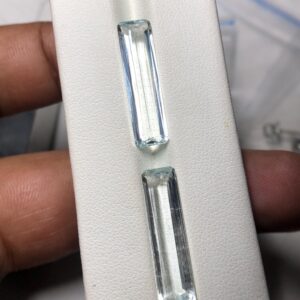 Natural Aquamarine Pair 11.25 Ct Emerald Cut Gemstones | Pakistan Loose Blue Beryl For Earrings