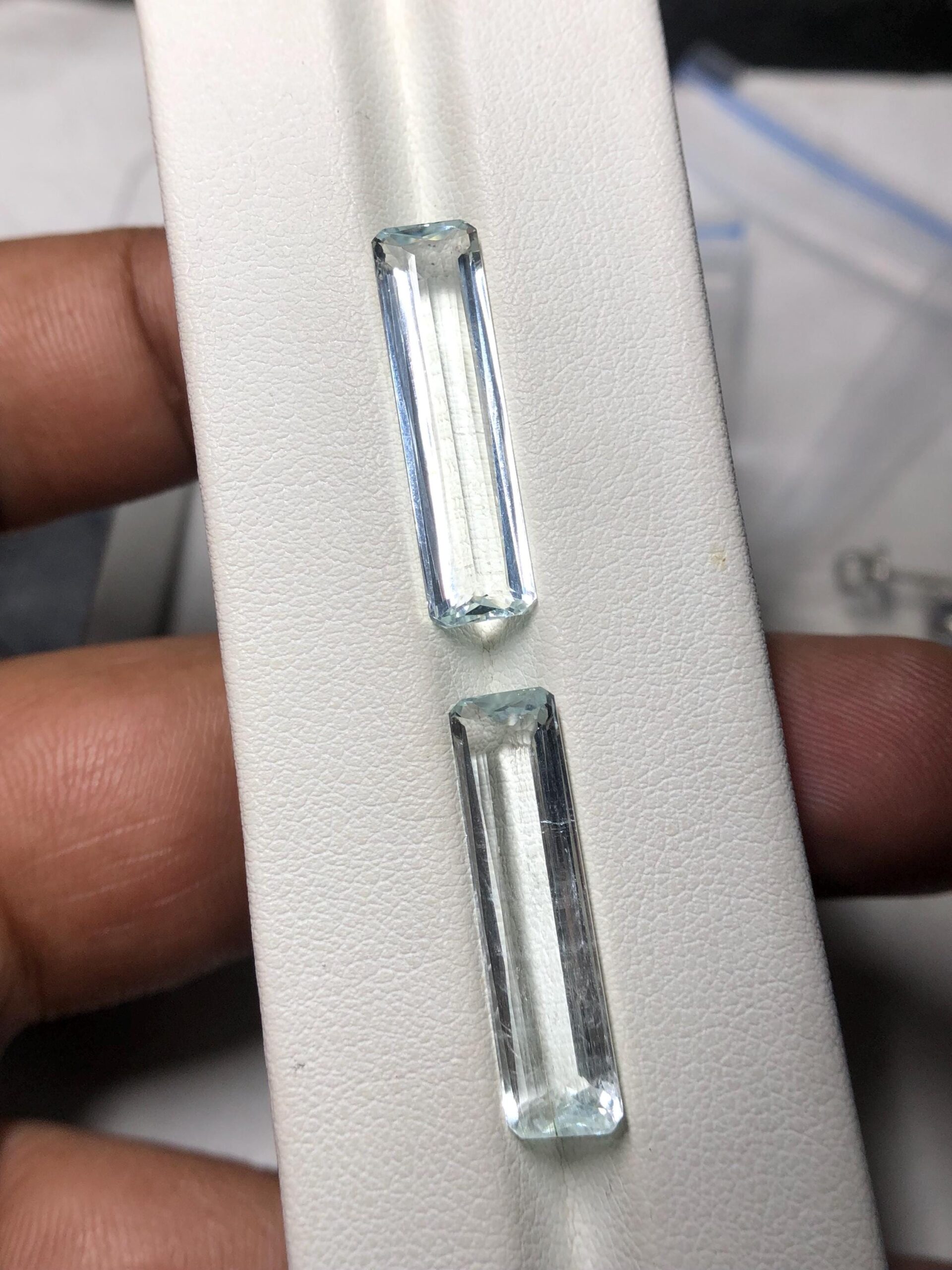 Natural Aquamarine Pair 11.25 Ct Emerald Cut Gemstones | Pakistan Loose Blue Beryl For Earrings