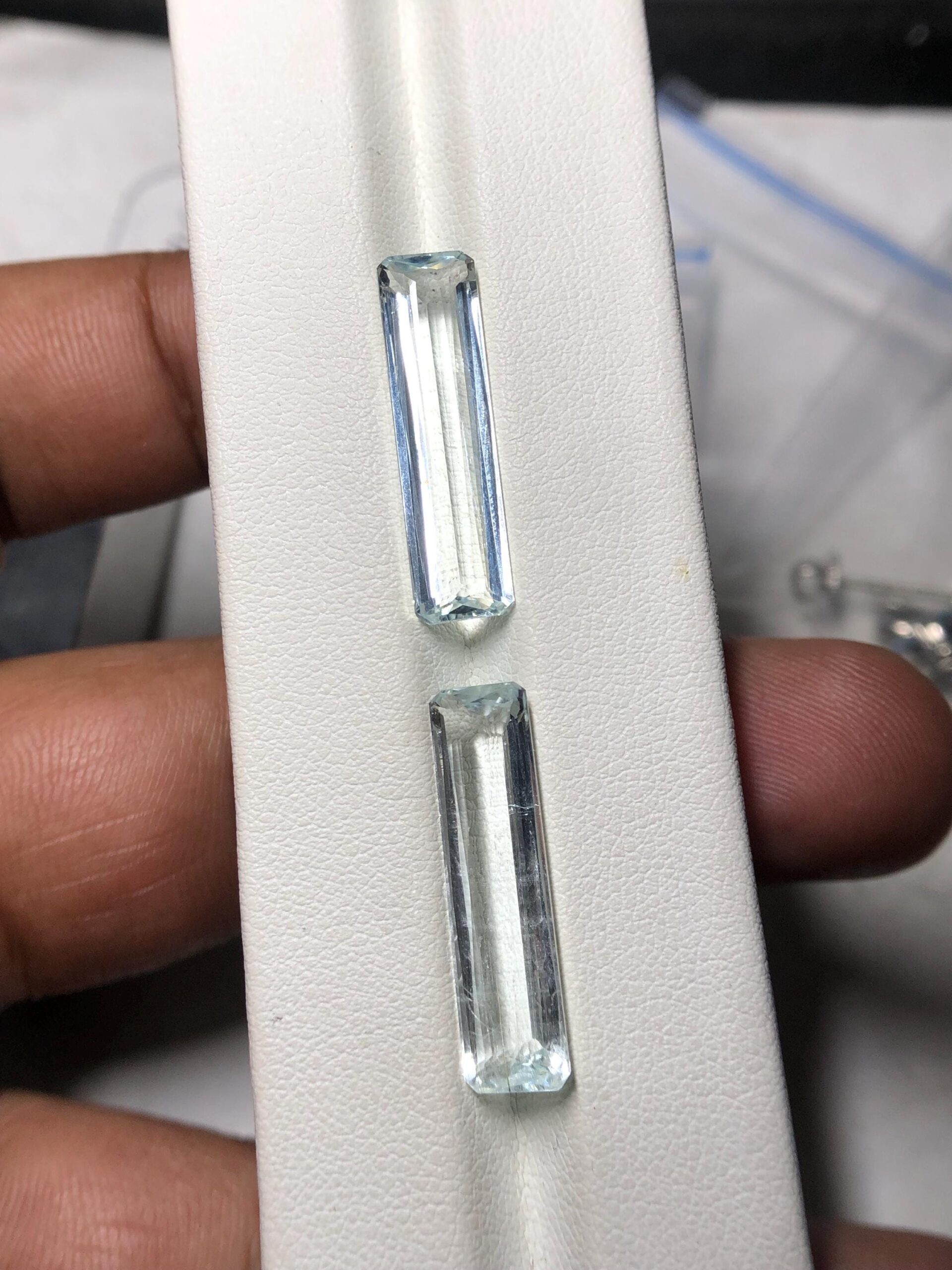 Natural Aquamarine Pair 11.25 Ct Emerald Cut Gemstones | Pakistan Loose Blue Beryl For Earrings - Image 6