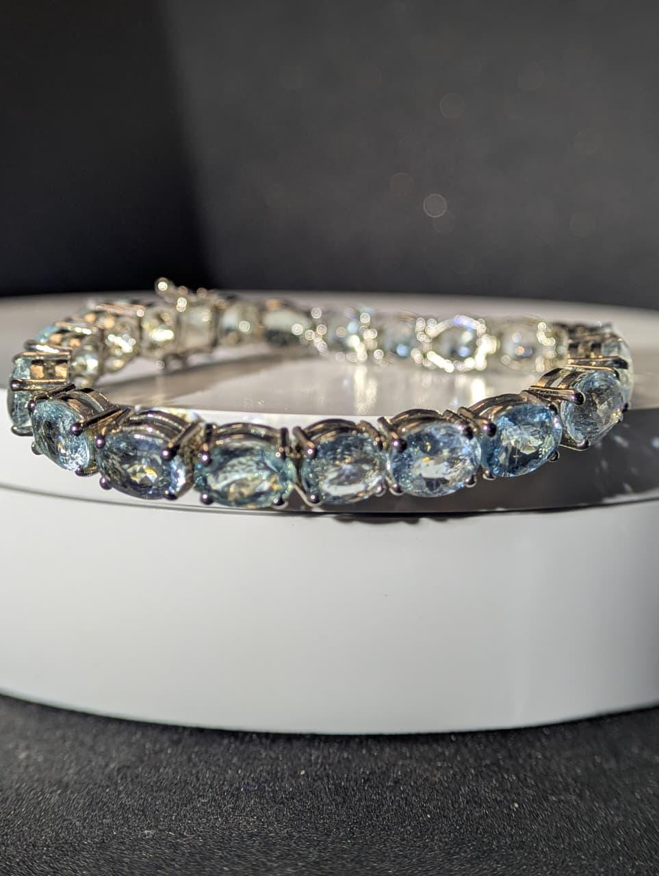Natural Aquamarine Bracelet 7 Inch, 925 Sterling Silver Bracelet, Genuine Blue Aquamarine Gemstone Jewelry, Women’s Gift, March Birthstone - Image 10