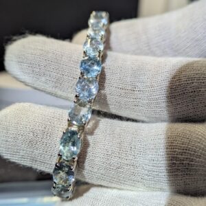 Natural Aquamarine Bracelet 7 Inch, 925 Sterling Silver Bracelet, Genuine Blue Aquamarine Gemstone Jewelry, Women’s Gift, March Birthstone