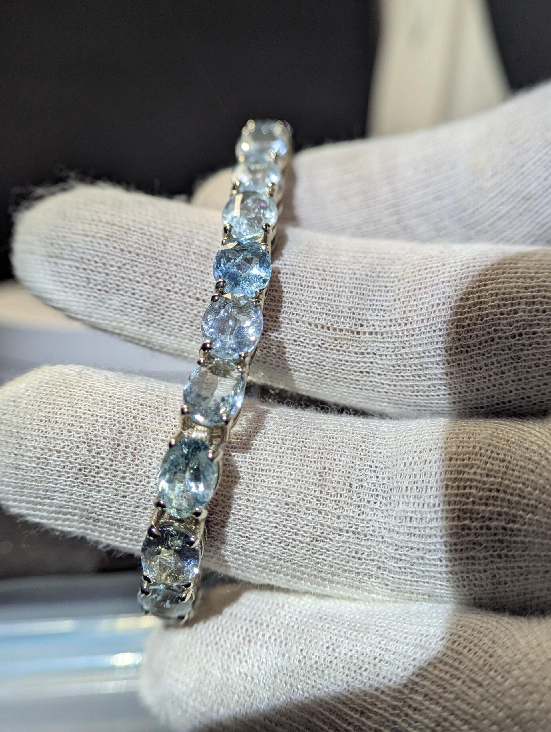 Natural Aquamarine Bracelet 7 Inch, 925 Sterling Silver Bracelet, Genuine Blue Aquamarine Gemstone Jewelry, Women’s Gift, March Birthstone - Image 3