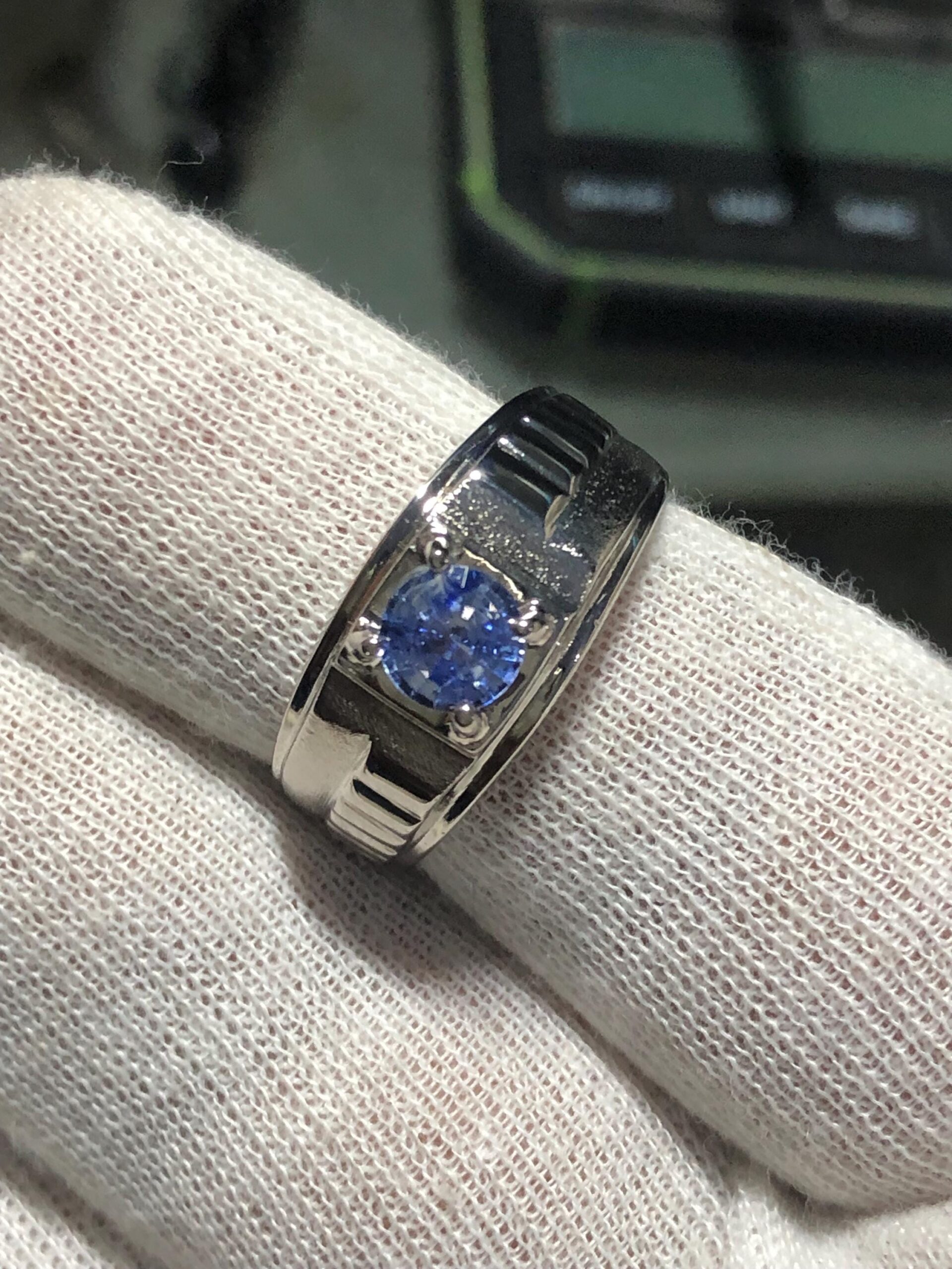 925 Sterling Silver Blue Sapphire Ring, Natural Sri Lankan Ceylon Sapphire, Round Blue Gemstone Ring, Men's Heavy Statement Ring - Image 7