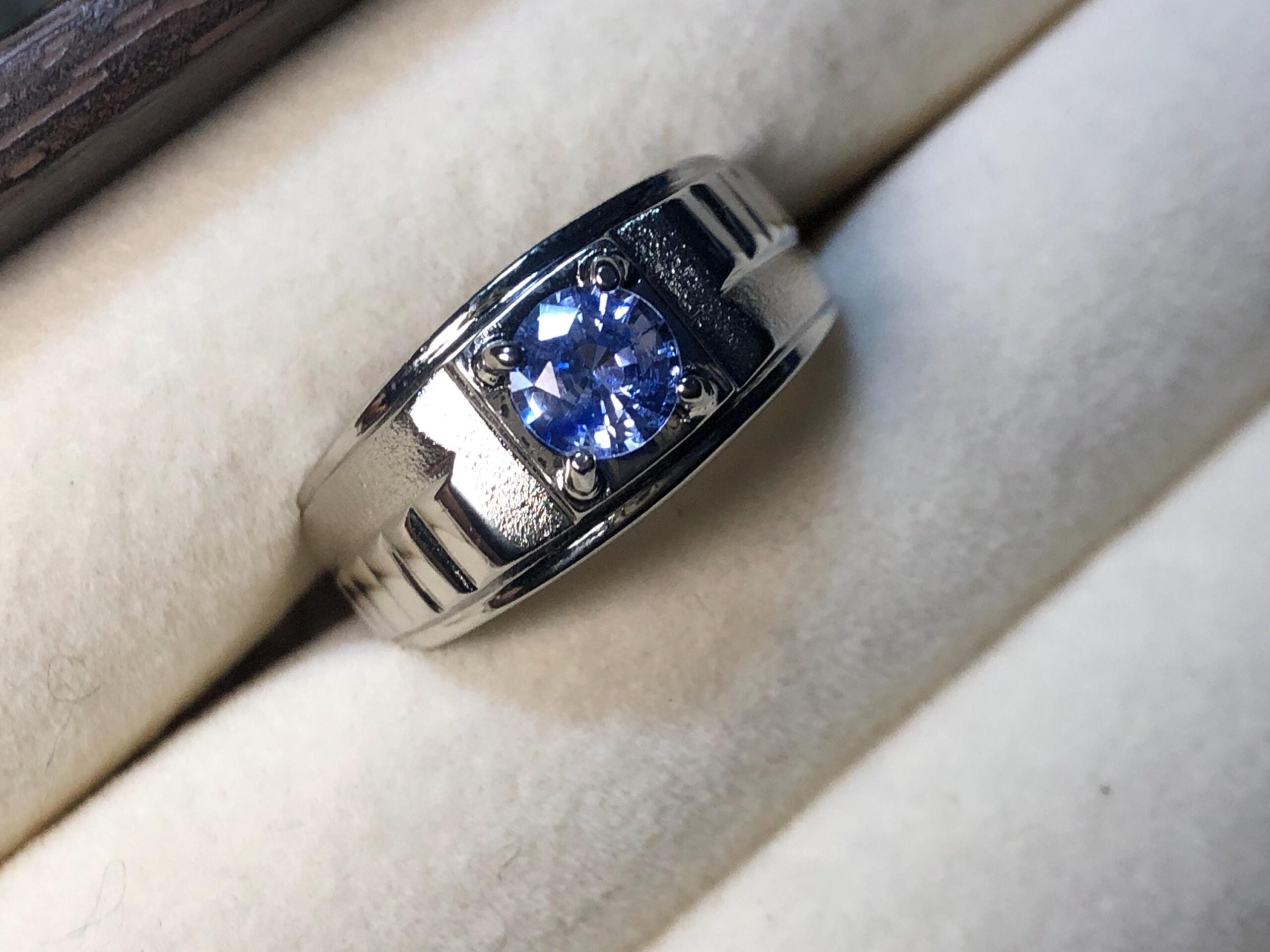 925 Sterling Silver Blue Sapphire Ring, Natural Sri Lankan Ceylon Sapphire, Round Blue Gemstone Ring, Men's Heavy Statement Ring - Image 9