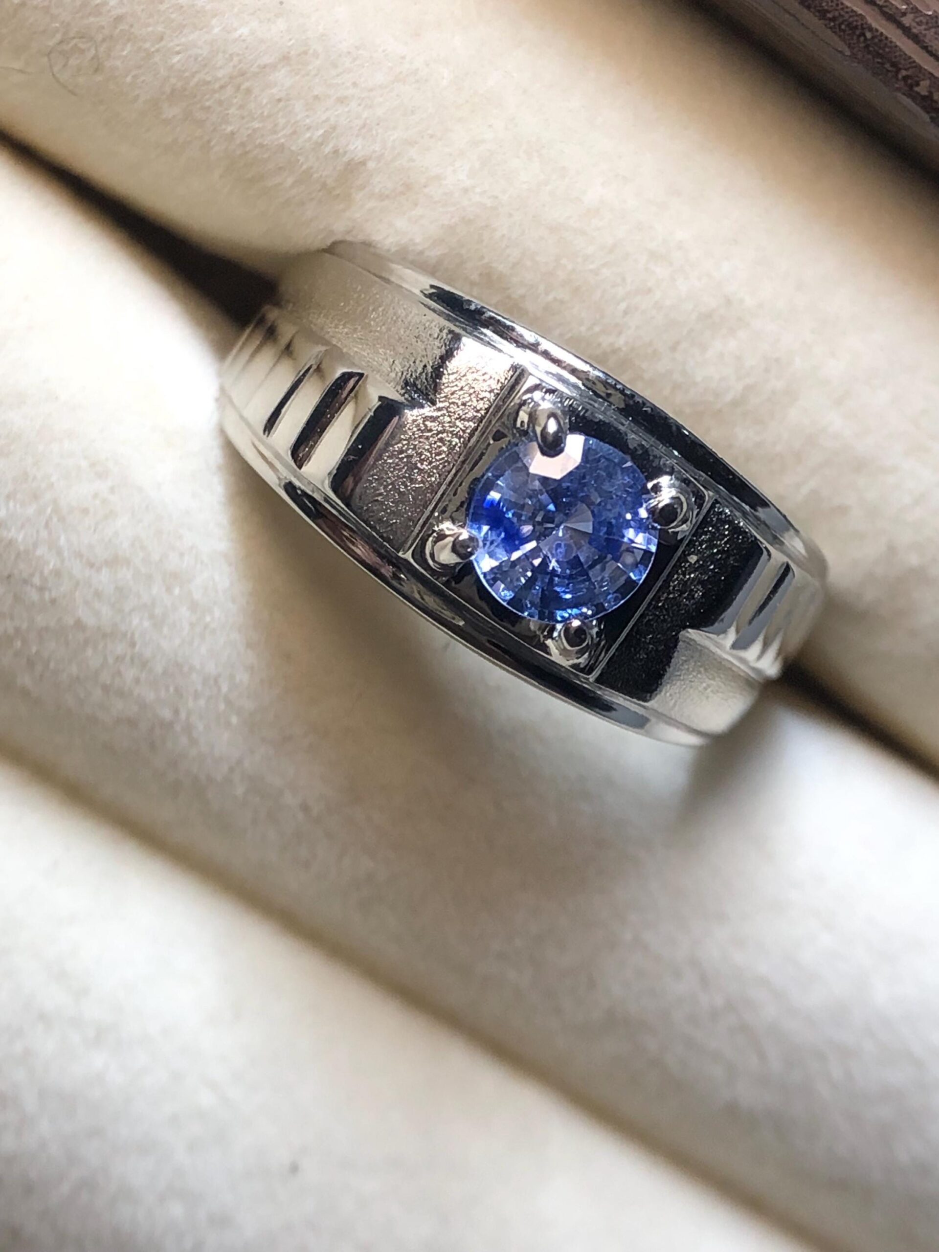 925 Sterling Silver Blue Sapphire Ring, Natural Sri Lankan Ceylon Sapphire, Round Blue Gemstone Ring, Men's Heavy Statement Ring - Image 10