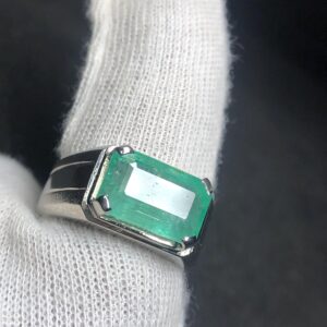 Natural Emerald Ring 5.295 Ct, No Oil Emerald, 925 Sterling Silver Ring, Men's Gemstone Ring, US Size 9