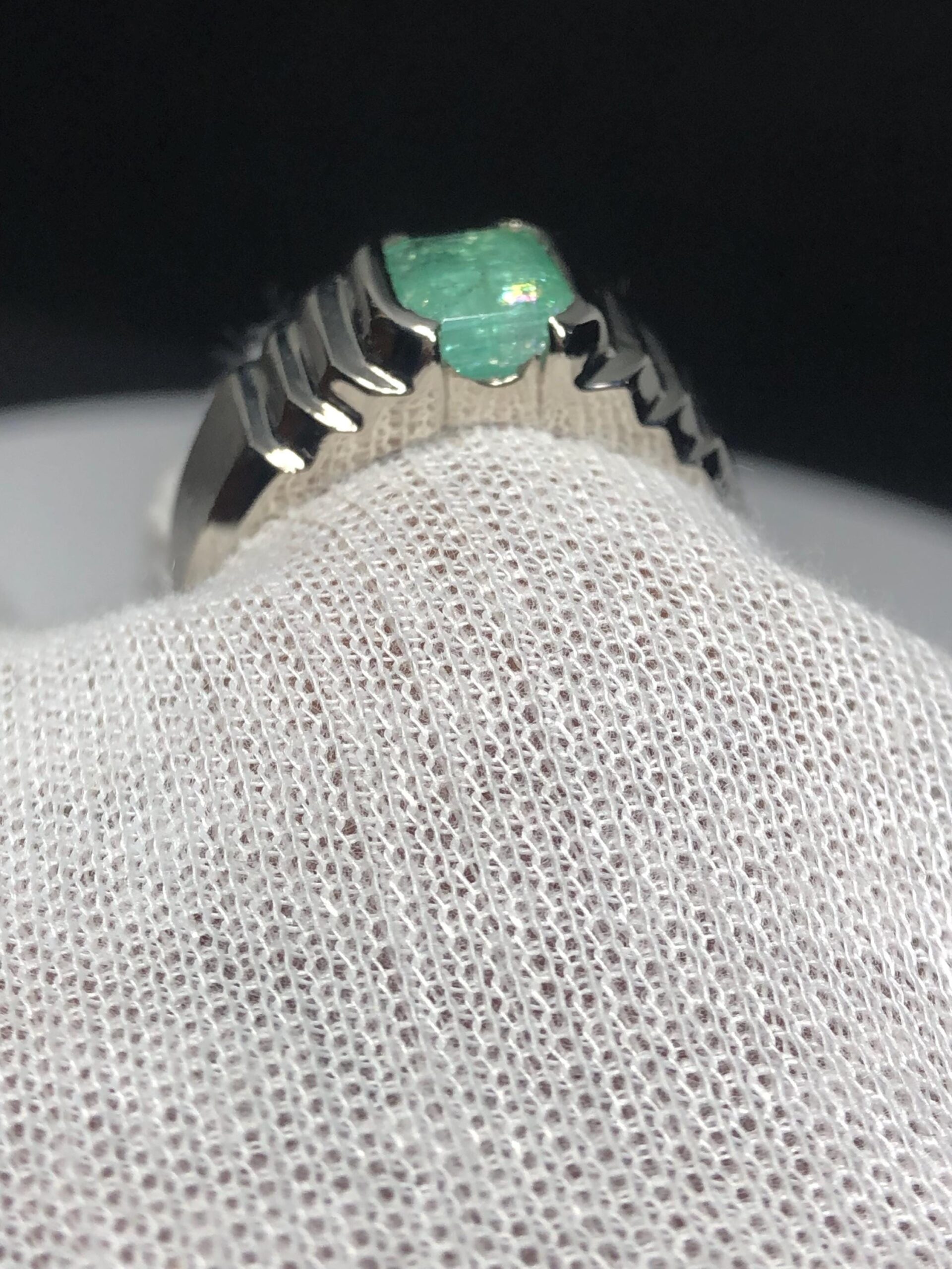 Natural Emerald Ring 1.595 Ct | No Oil Emerald Gemstone Ring | 925 Sterling Silver Ring | Green Emerald Ring | US Size 9 | Statement Ring - Image 5