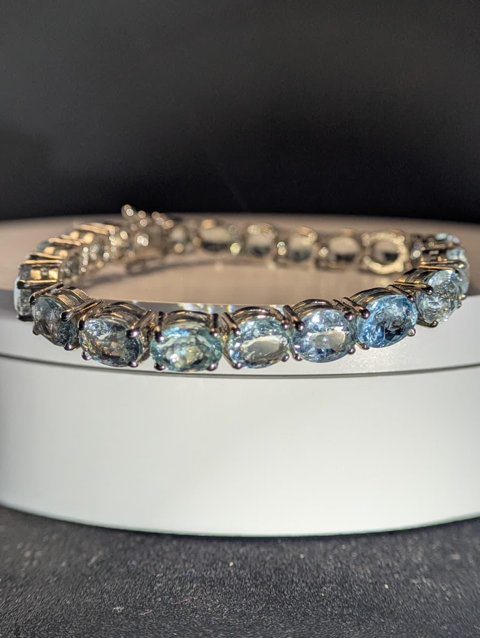 Natural Aquamarine Bracelet 7 Inch, 925 Sterling Silver Bracelet, Genuine Blue Aquamarine Gemstone Jewelry, Women’s Gift, March Birthstone - Image 8