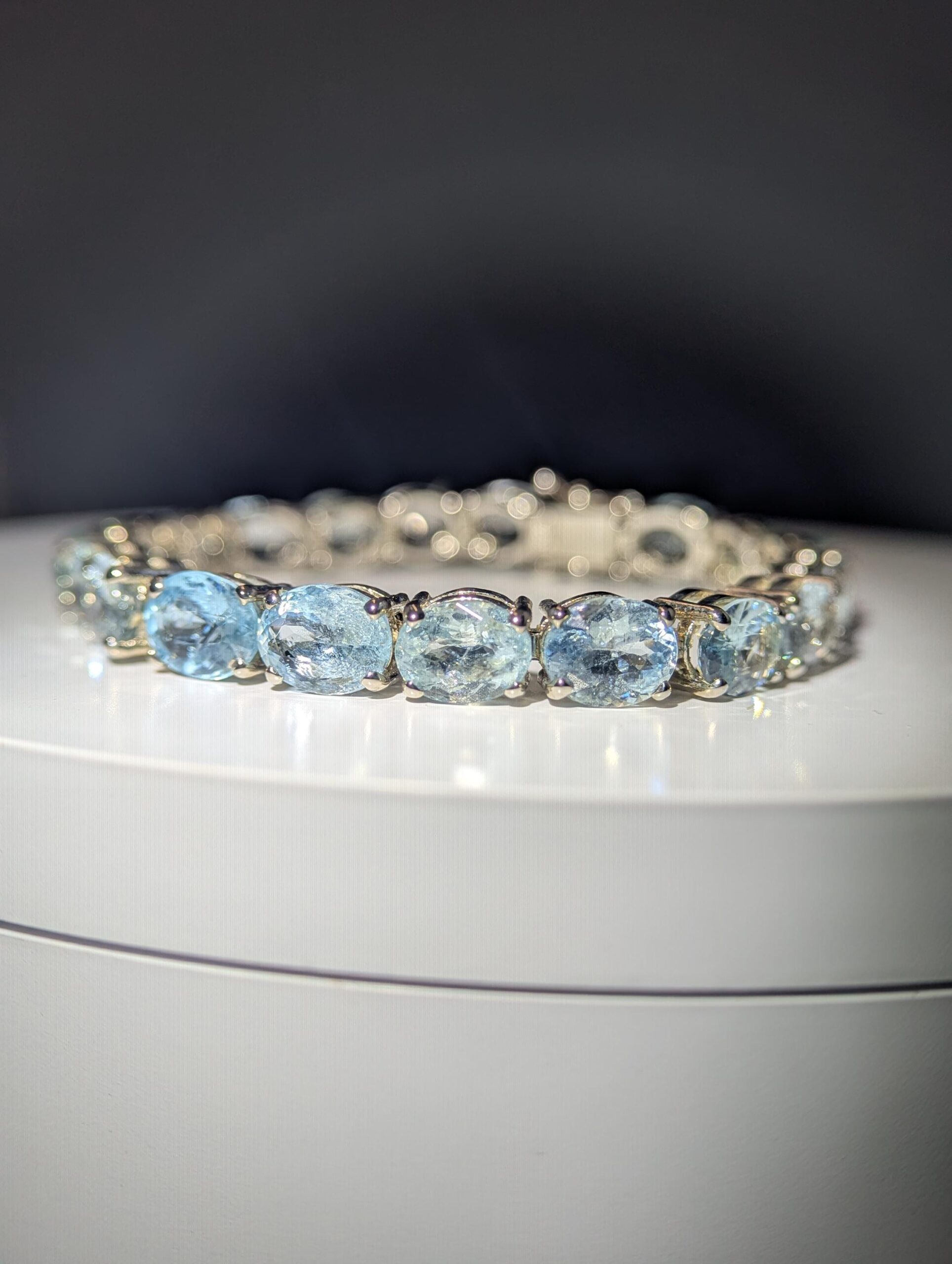 Natural Aquamarine Bracelet 7 Inch, 925 Sterling Silver Bracelet, Genuine Blue Aquamarine Gemstone Jewelry, Women’s Gift, March Birthstone - Image 4
