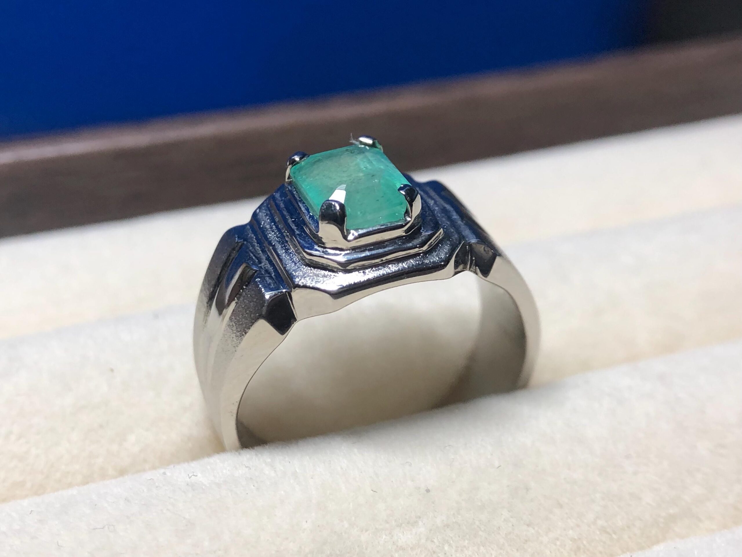 Natural Emerald Ring 2.235 Ct No Oil Emerald Ring 925 Sterling Silver Ring US Size 10.5 Men's Gemstone Ring Statement Ring - Image 3
