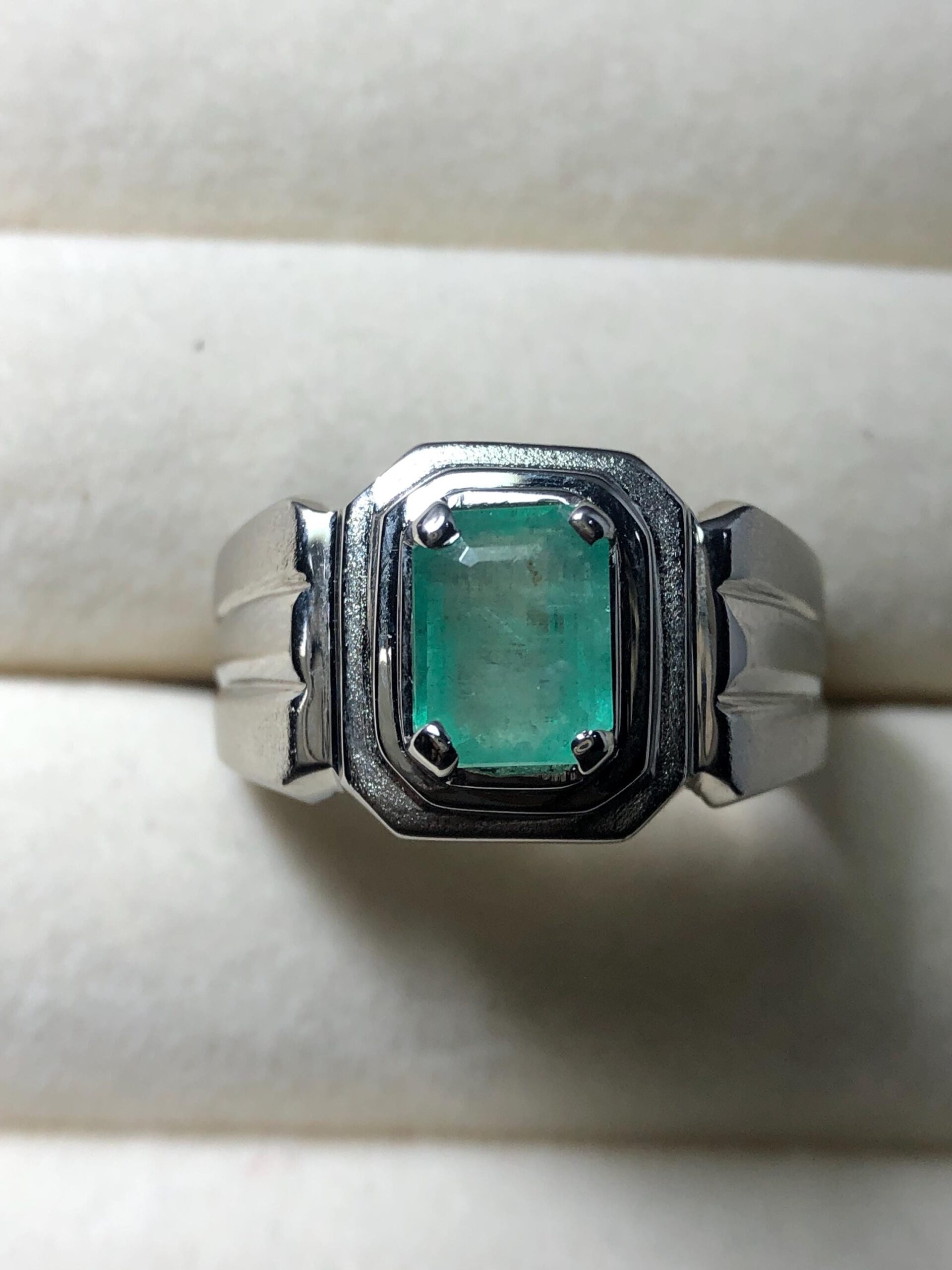 Natural Emerald Ring 2.235 Ct No Oil Emerald Ring 925 Sterling Silver Ring US Size 10.5 Men's Gemstone Ring Statement Ring - Image 2