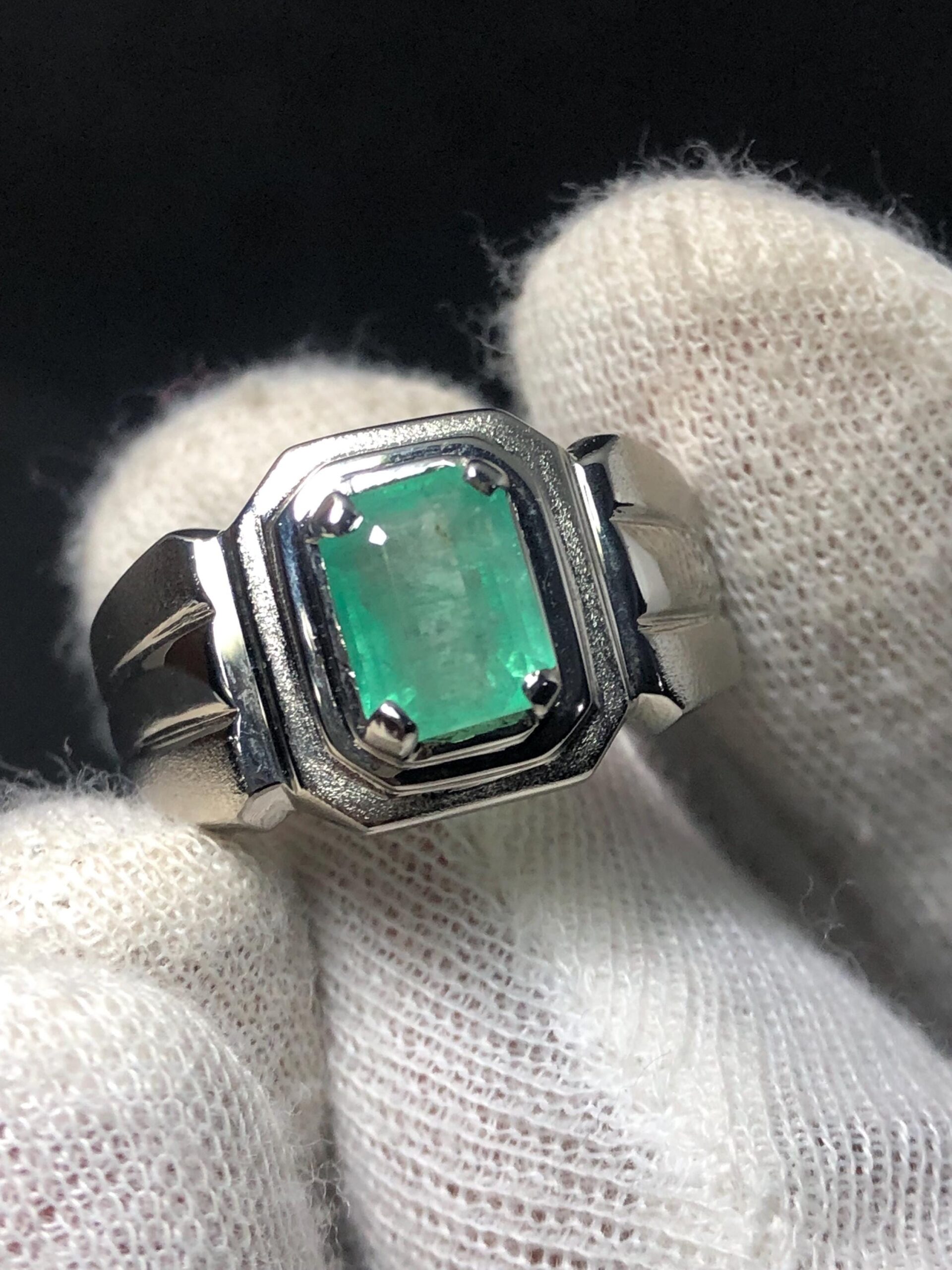 Natural Emerald Ring 2.235 Ct No Oil Emerald Ring 925 Sterling Silver Ring US Size 10.5 Men's Gemstone Ring Statement Ring