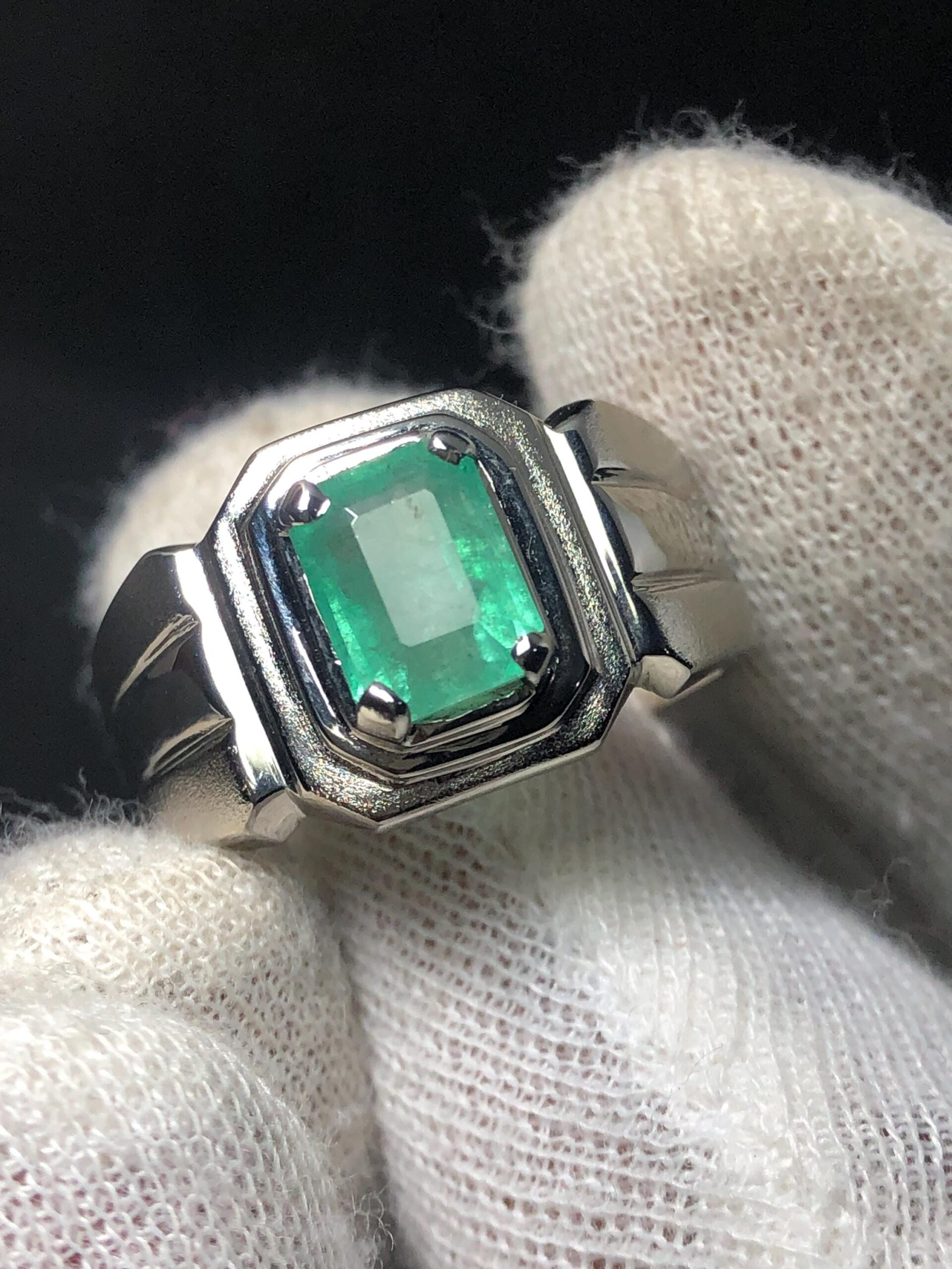 Natural Emerald Ring 2.235 Ct No Oil Emerald Ring 925 Sterling Silver Ring US Size 10.5 Men's Gemstone Ring Statement Ring - Image 9